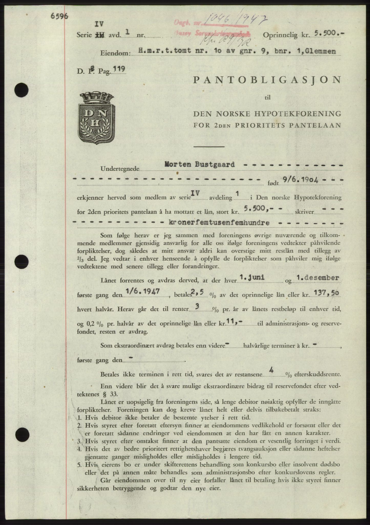 Onsøy sorenskriveri, SAO/A-10474/G/Ga/Gac/L0006: Pantebok nr. B 12-6, 1947-1948, Dagboknr: 1046/1947