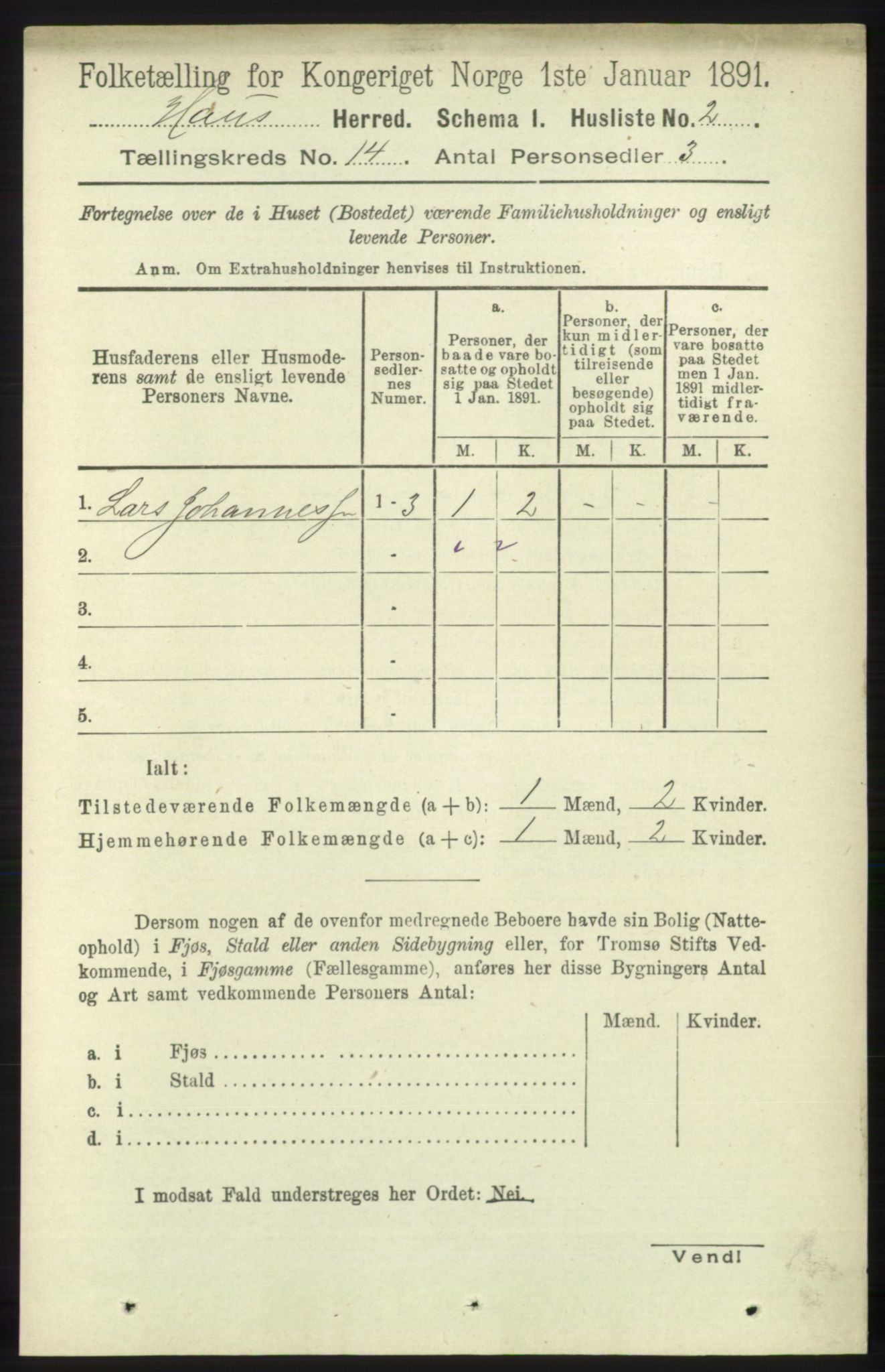 RA, Folketelling 1891 for 1250 Haus herred, 1891, s. 5810