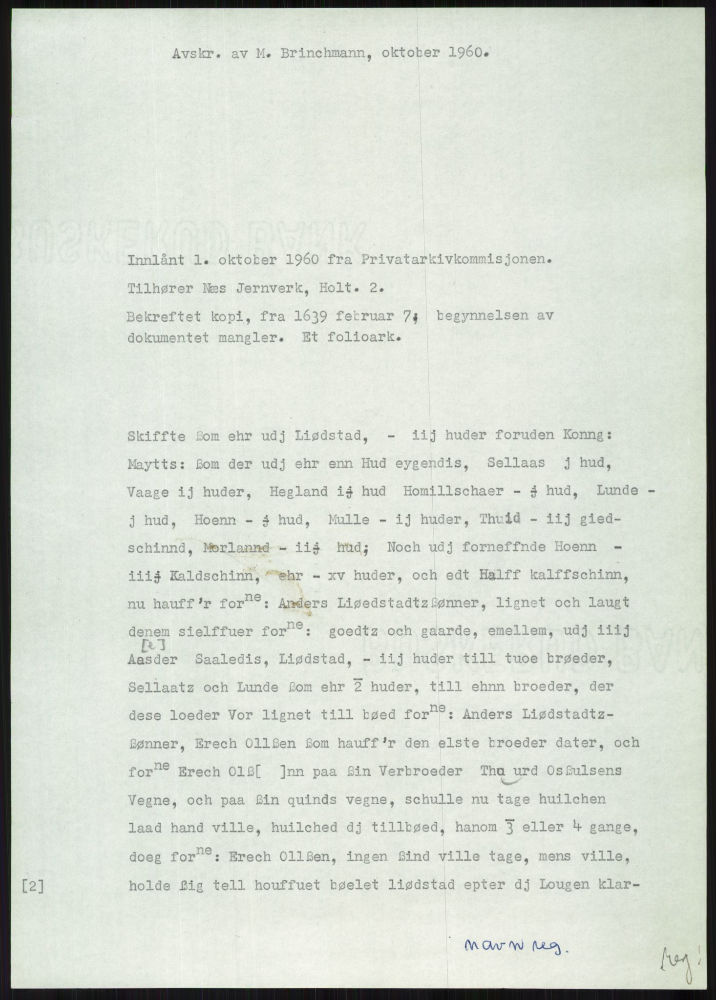 Samlinger til kildeutgivelse, Diplomavskriftsamlingen, AV/RA-EA-4053/H/Ha, s. 3240