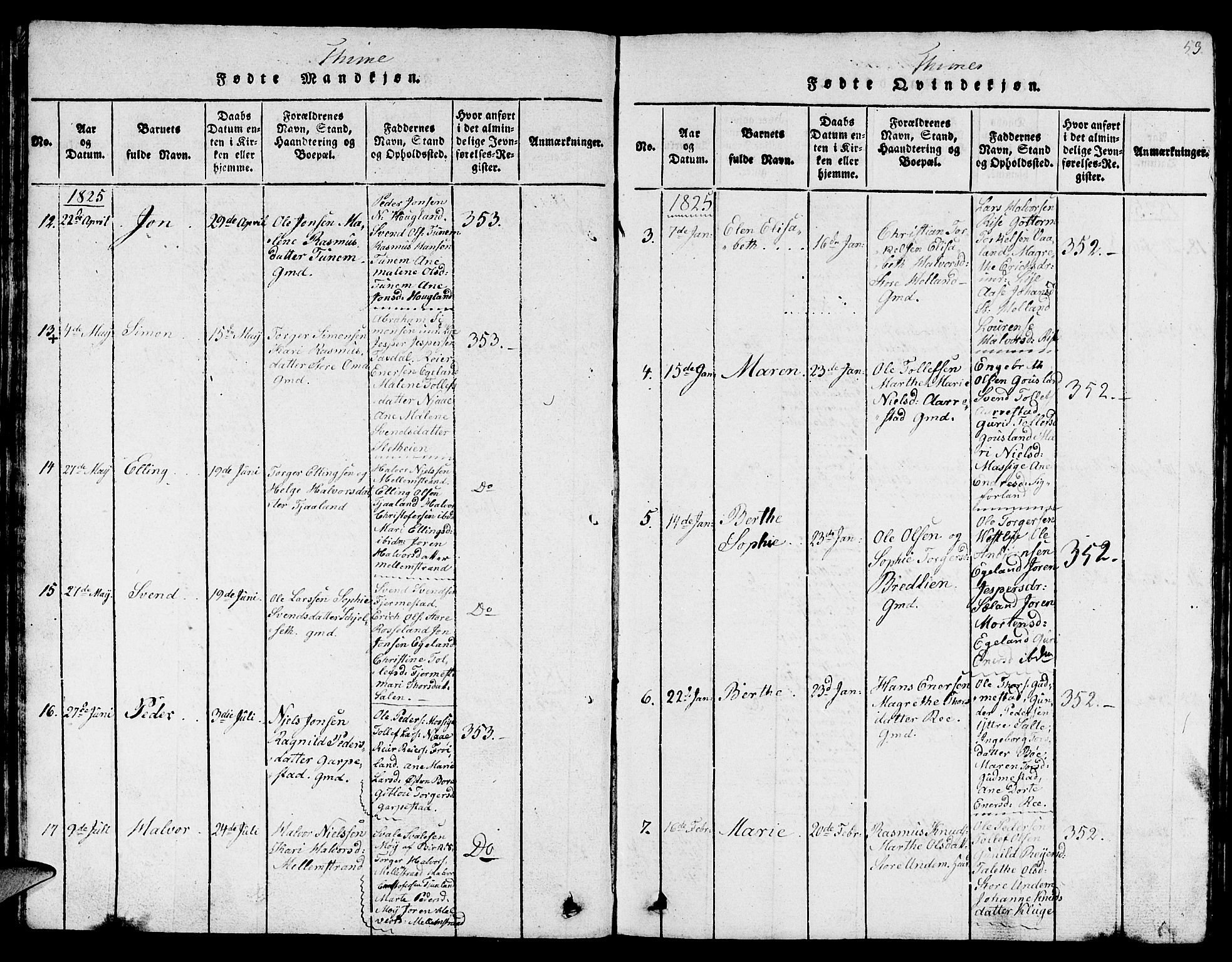 Lye sokneprestkontor, AV/SAST-A-101794/001/30BB/L0001: Klokkerbok nr. B 1 /1, 1816-1826, s. 53