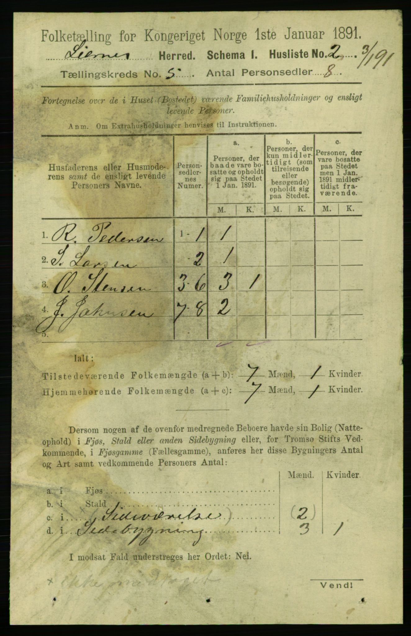 RA, Folketelling 1891 for 1737 Lierne herred, 1891, s. 1369