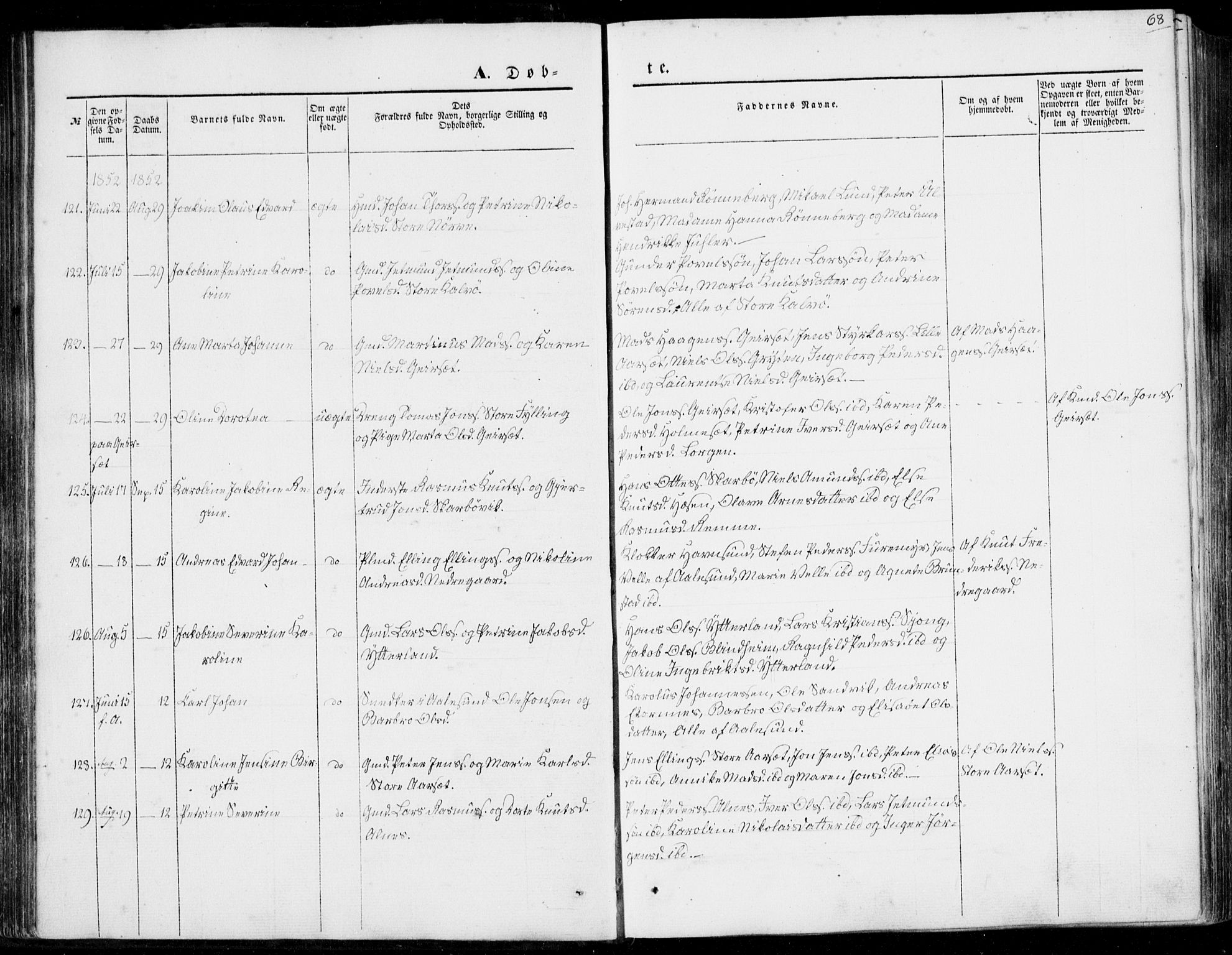 Ministerialprotokoller, klokkerbøker og fødselsregistre - Møre og Romsdal, AV/SAT-A-1454/528/L0397: Ministerialbok nr. 528A08, 1848-1858, s. 68