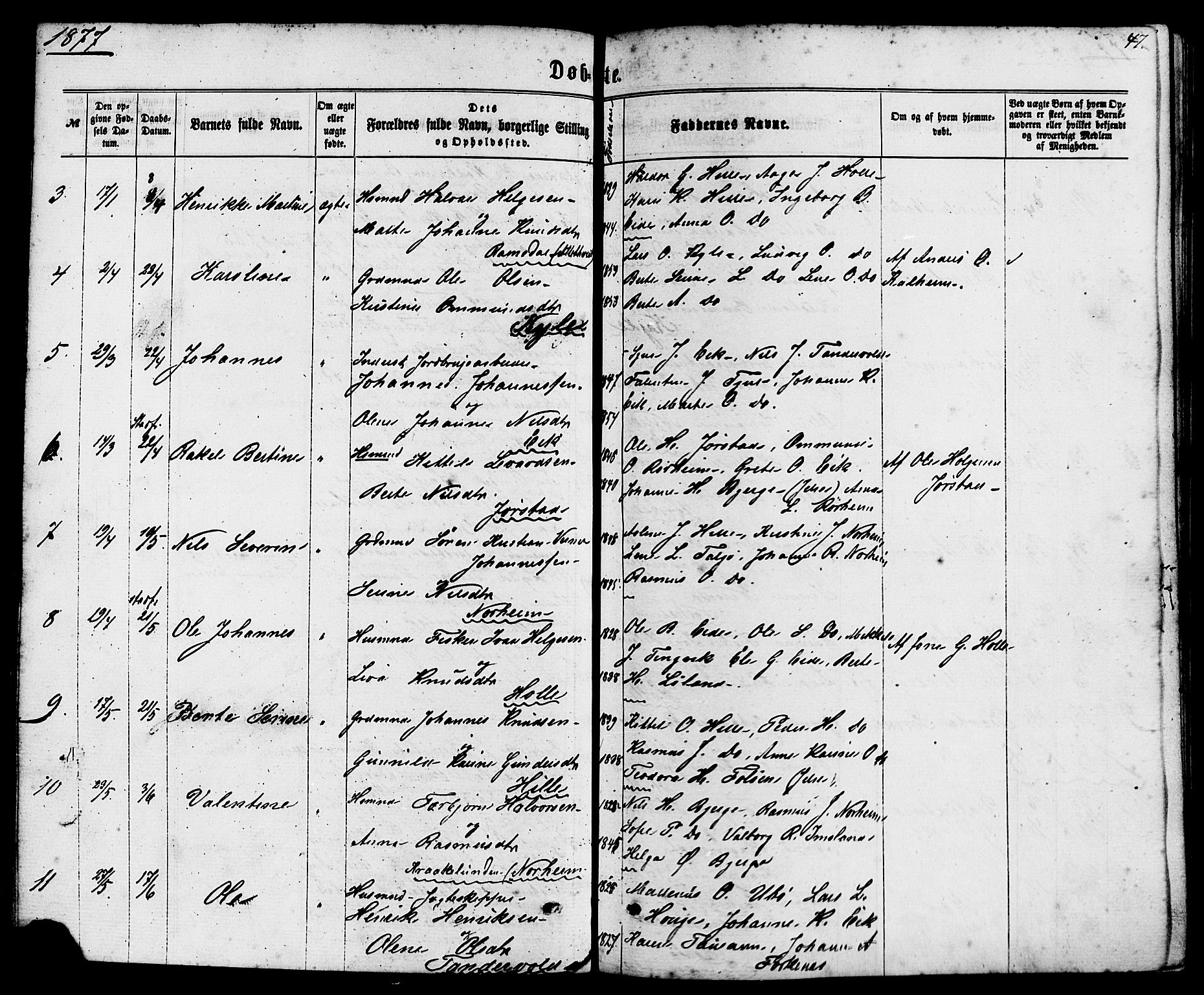 Nedstrand sokneprestkontor, AV/SAST-A-101841/01/IV: Ministerialbok nr. A 10, 1861-1887, s. 47