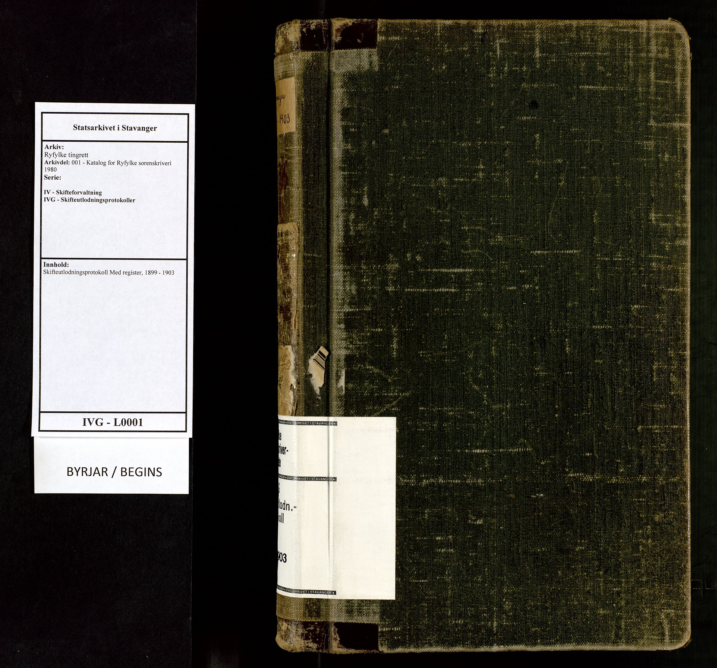 Ryfylke tingrett, SAST/A-100055/001/IV/IVG/L0001: Skifteutlodningsprotokoll Med register, 1899-1903