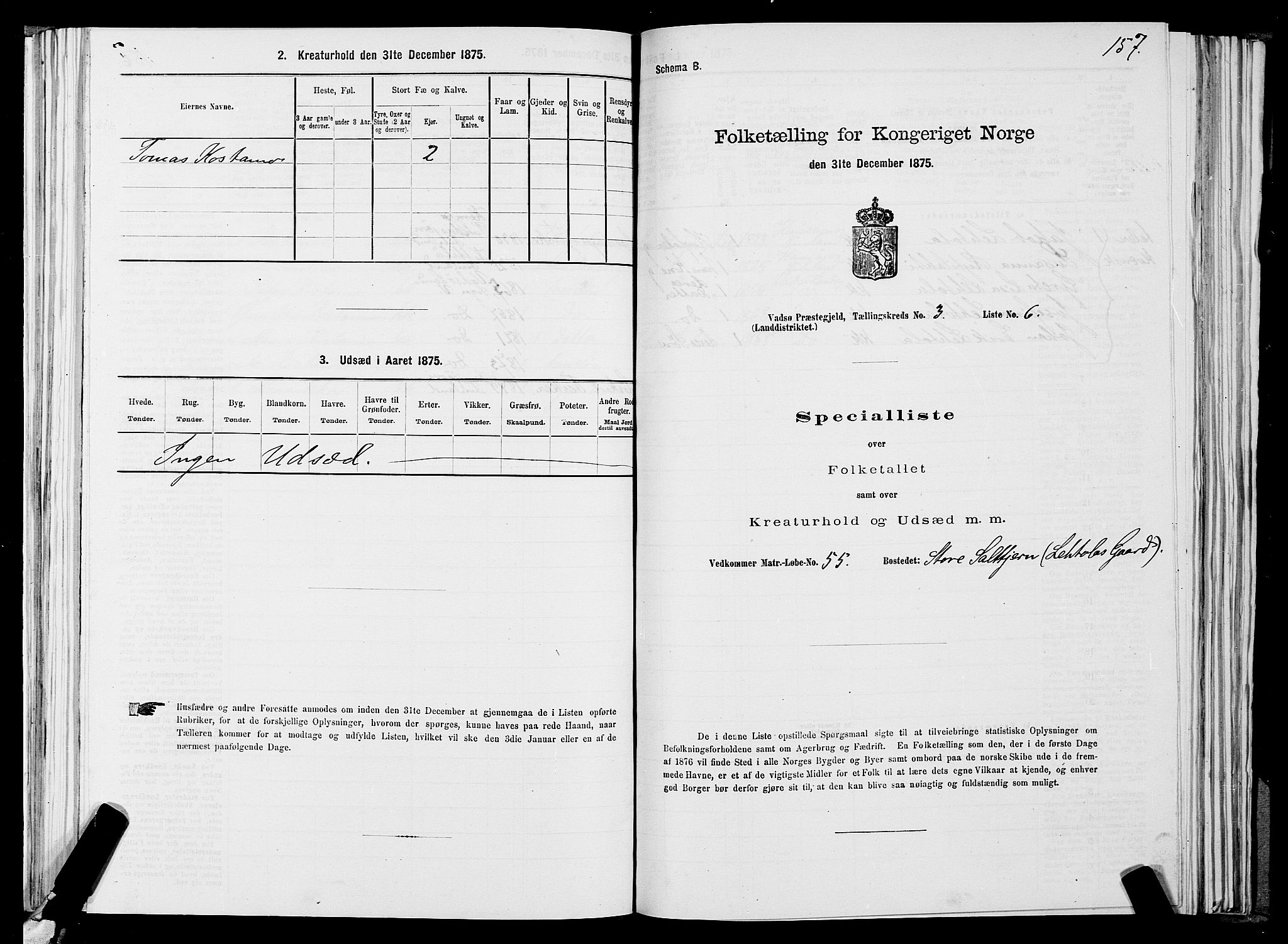 SATØ, Folketelling 1875 for 2029L Vadsø prestegjeld, Vadsø landsokn, 1875, s. 1157