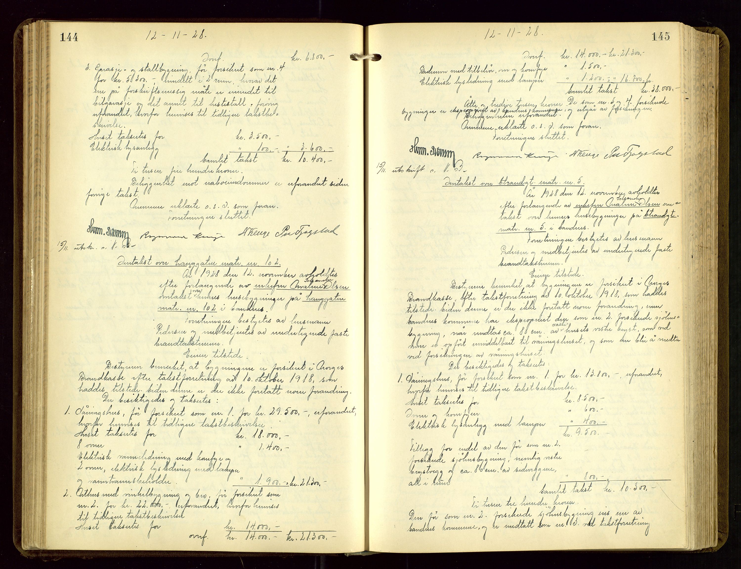 Sandnes lensmannskontor, AV/SAST-A-100167/Goa/L0003: "Brandtakstprotokol", 1924-1934, s. 144-145