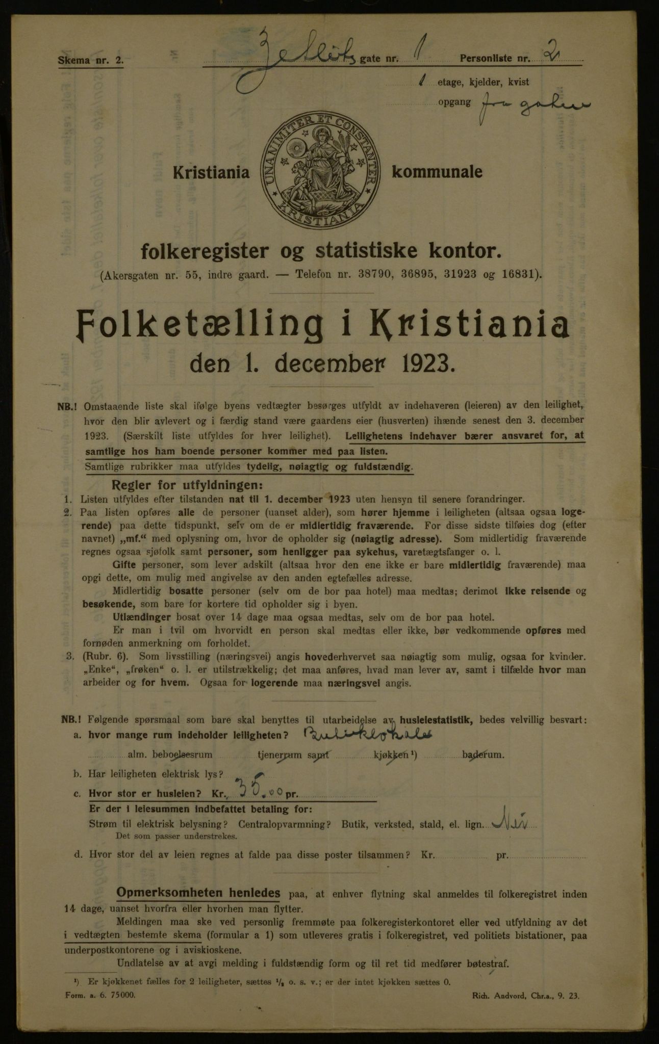 OBA, Kommunal folketelling 1.12.1923 for Kristiania, 1923, s. 141859