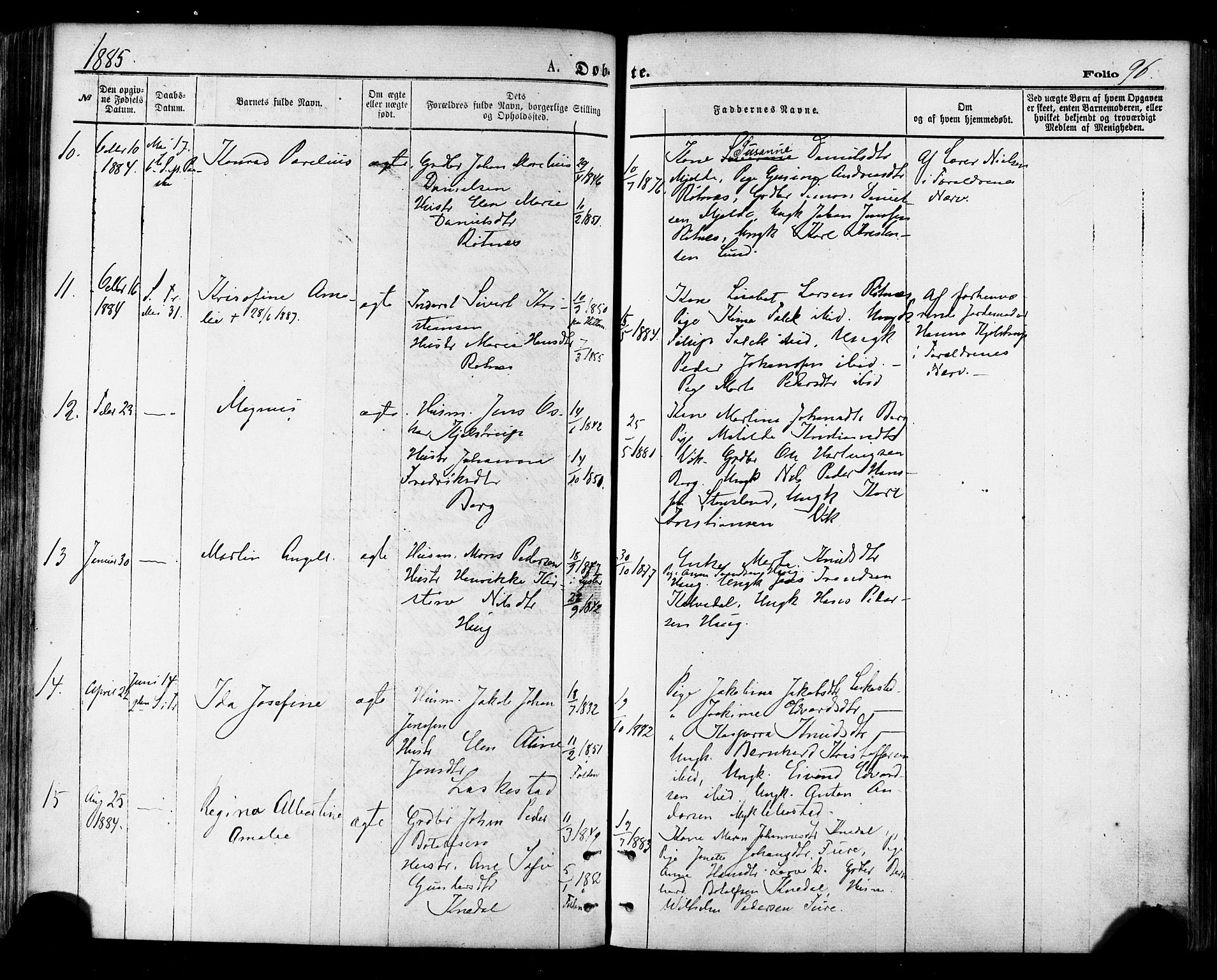 Ministerialprotokoller, klokkerbøker og fødselsregistre - Nordland, AV/SAT-A-1459/855/L0802: Ministerialbok nr. 855A10, 1875-1886, s. 96