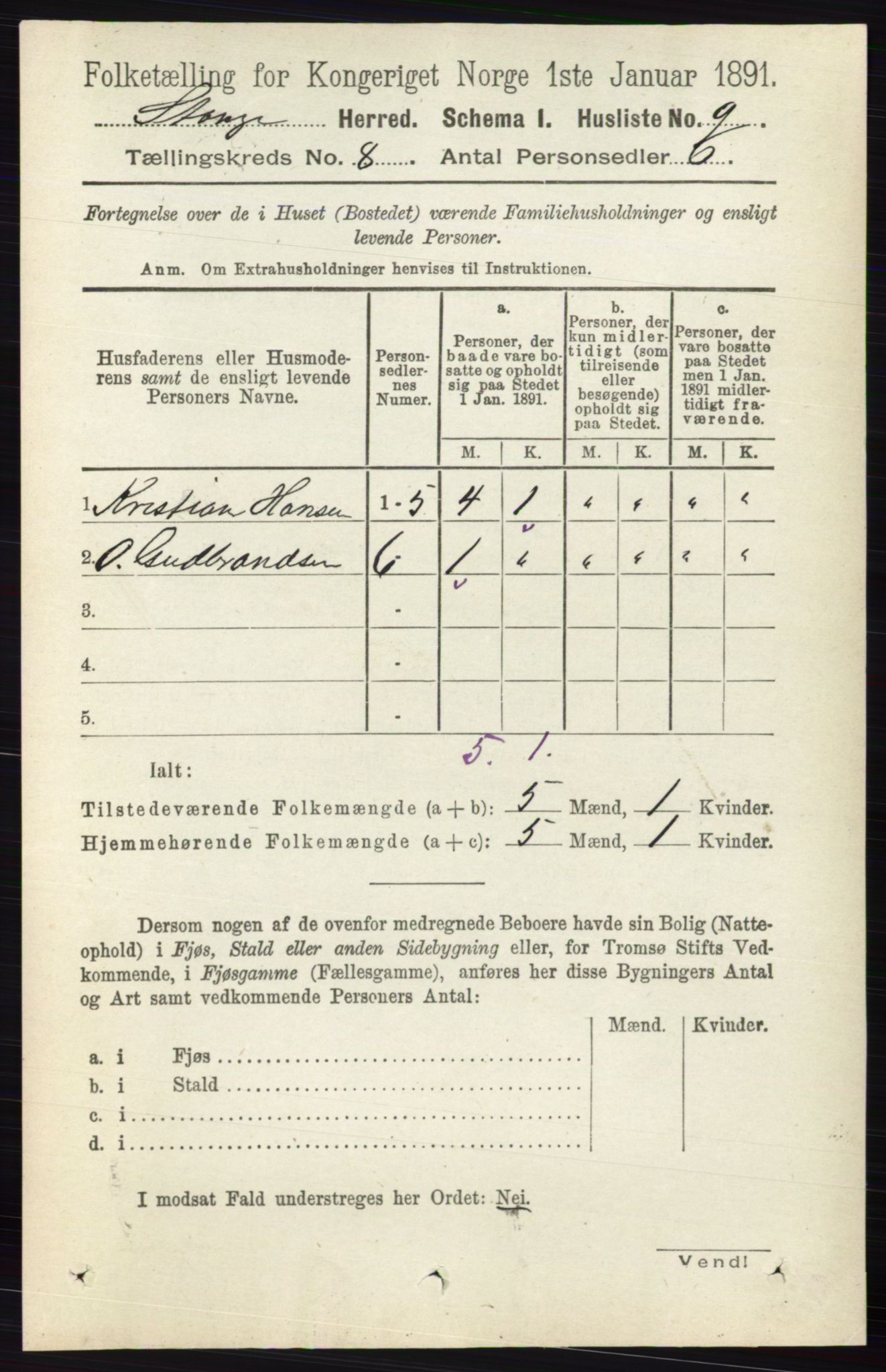 RA, Folketelling 1891 for 0417 Stange herred, 1891, s. 5251