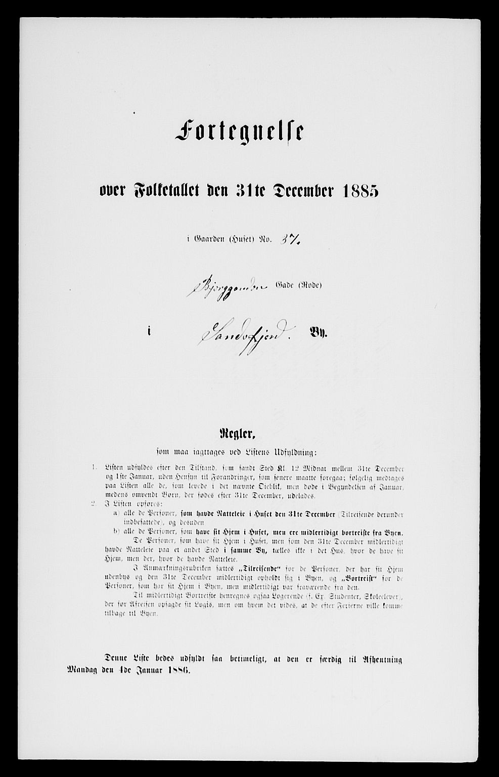 SAKO, Folketelling 1885 for 0706 Sandefjord kjøpstad, 1885, s. 37