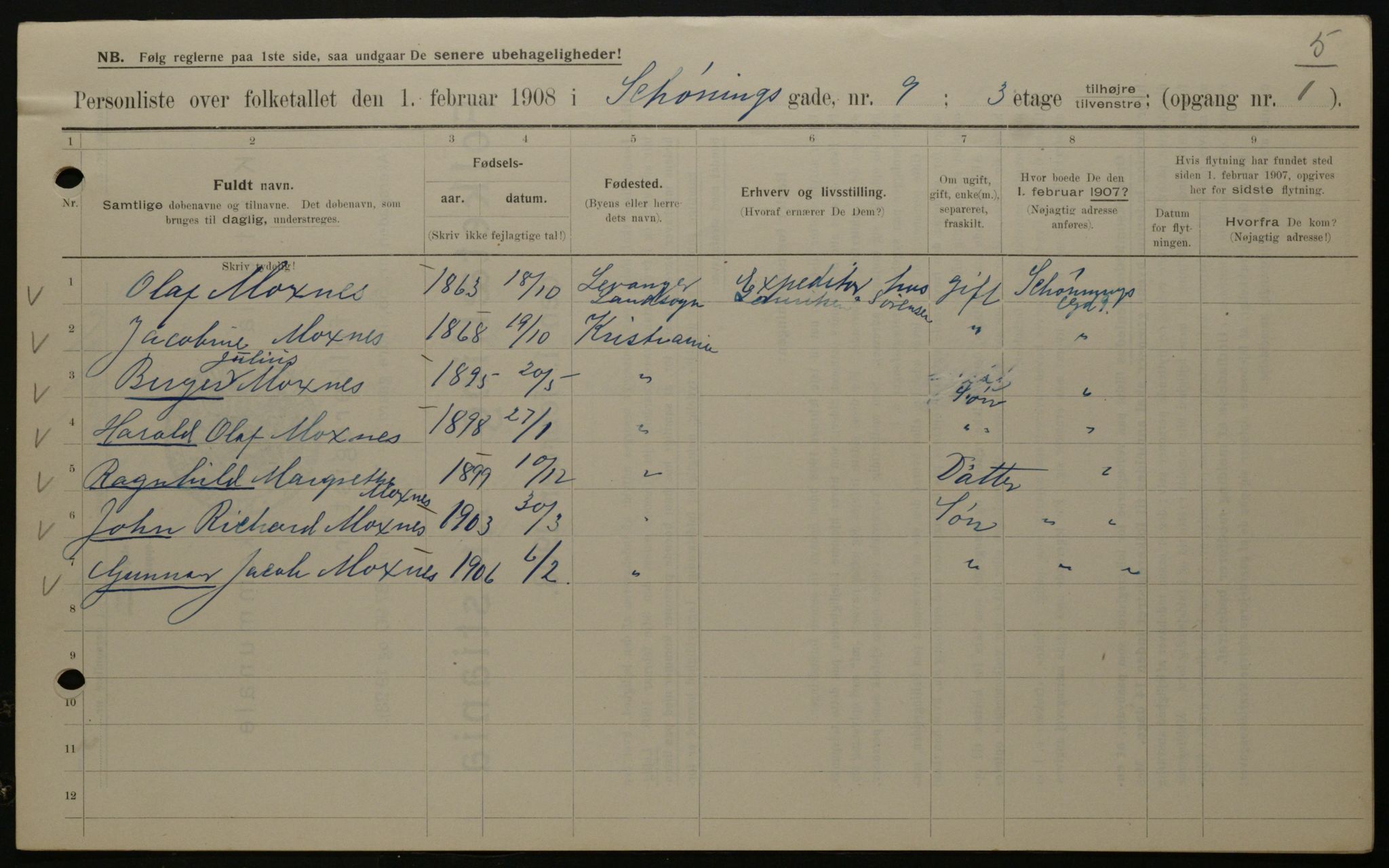 OBA, Kommunal folketelling 1.2.1908 for Kristiania kjøpstad, 1908, s. 84226