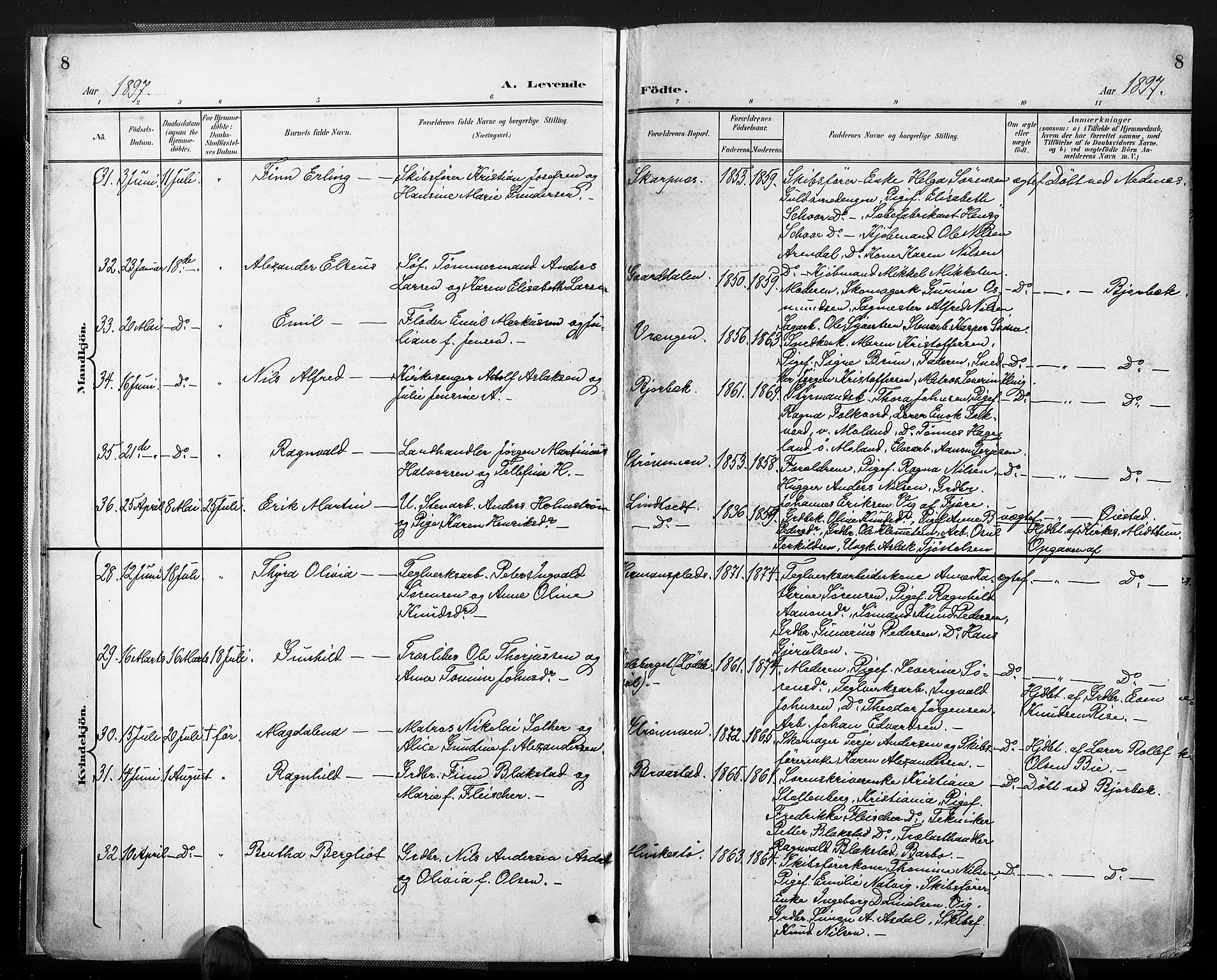 Øyestad sokneprestkontor, AV/SAK-1111-0049/F/Fa/L0018: Ministerialbok nr. A 18, 1897-1907, s. 8