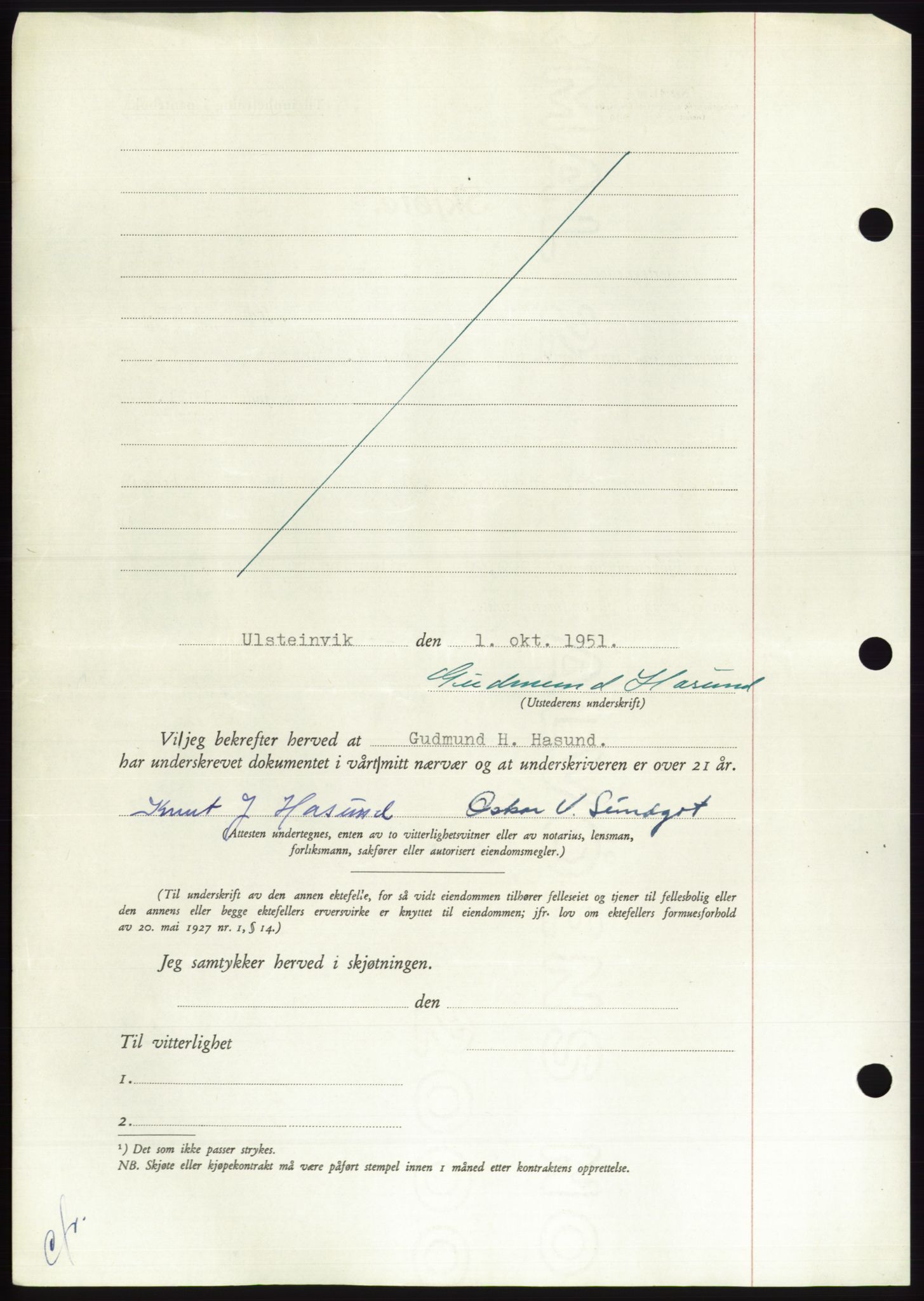 Søre Sunnmøre sorenskriveri, AV/SAT-A-4122/1/2/2C/L0090: Pantebok nr. 16A, 1951-1951, Dagboknr: 1821/1951