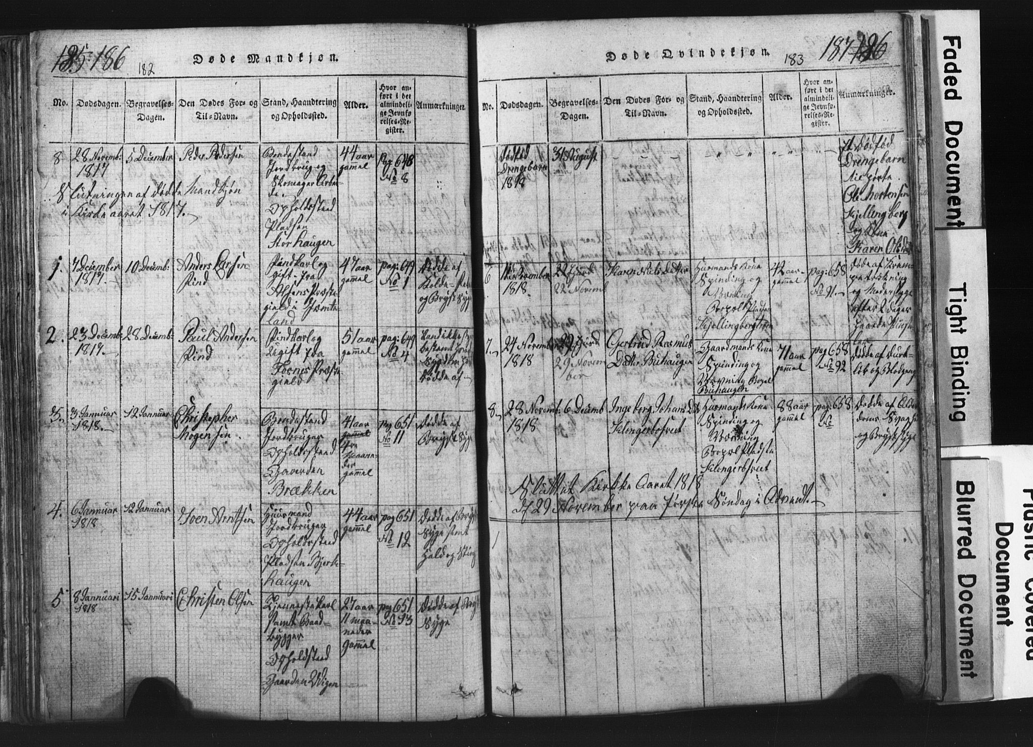 Ministerialprotokoller, klokkerbøker og fødselsregistre - Nord-Trøndelag, AV/SAT-A-1458/701/L0017: Klokkerbok nr. 701C01, 1817-1825, s. 182-183