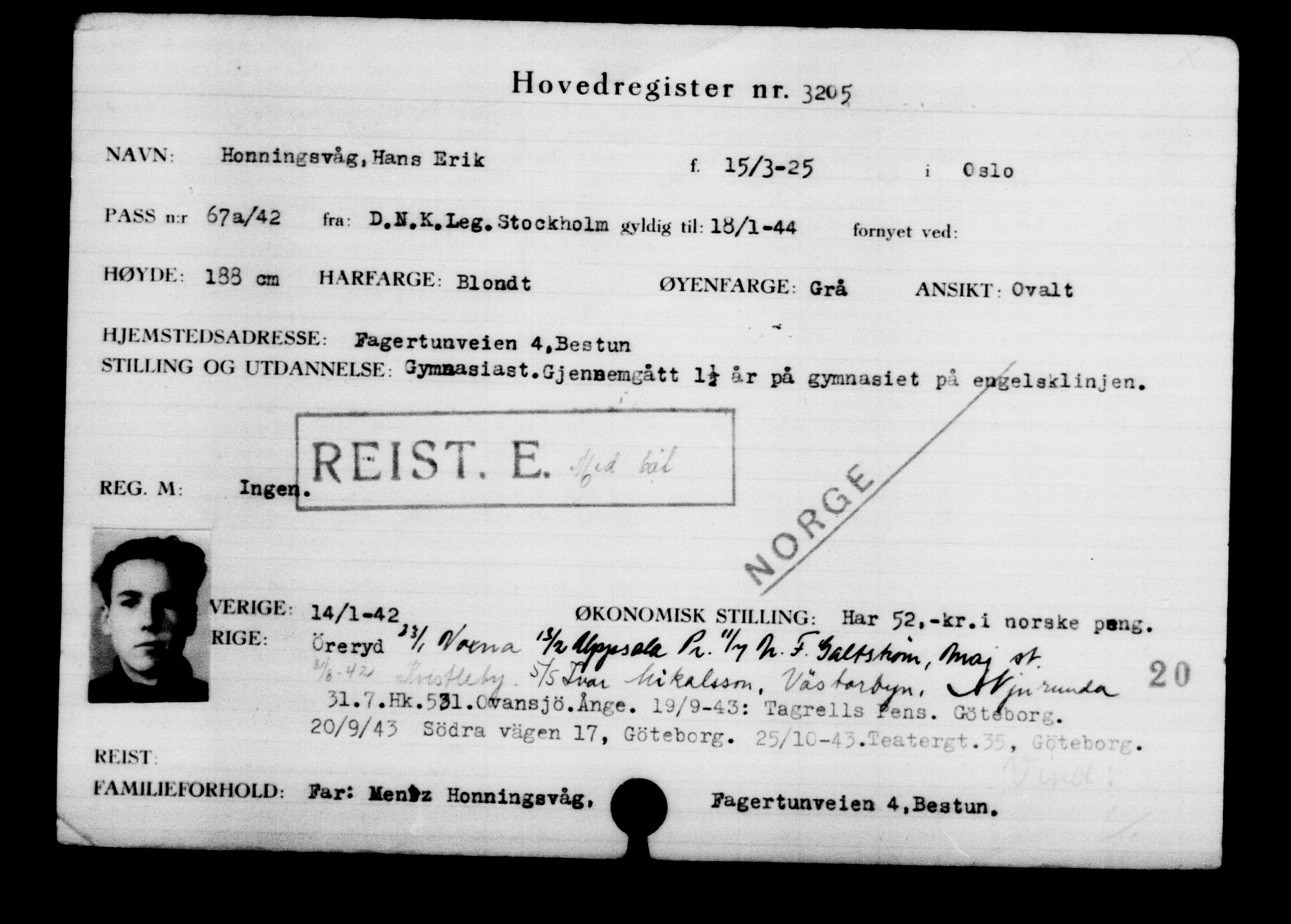 Den Kgl. Norske Legasjons Flyktningskontor, RA/S-6753/V/Va/L0003: Kjesäterkartoteket.  Flyktningenr. 2001-3495, 1940-1945, s. 1661