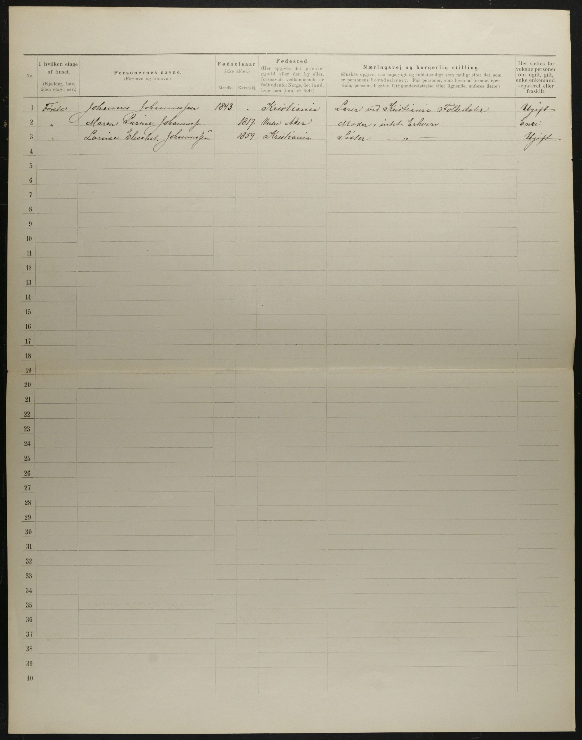 OBA, Kommunal folketelling 31.12.1901 for Kristiania kjøpstad, 1901, s. 3505