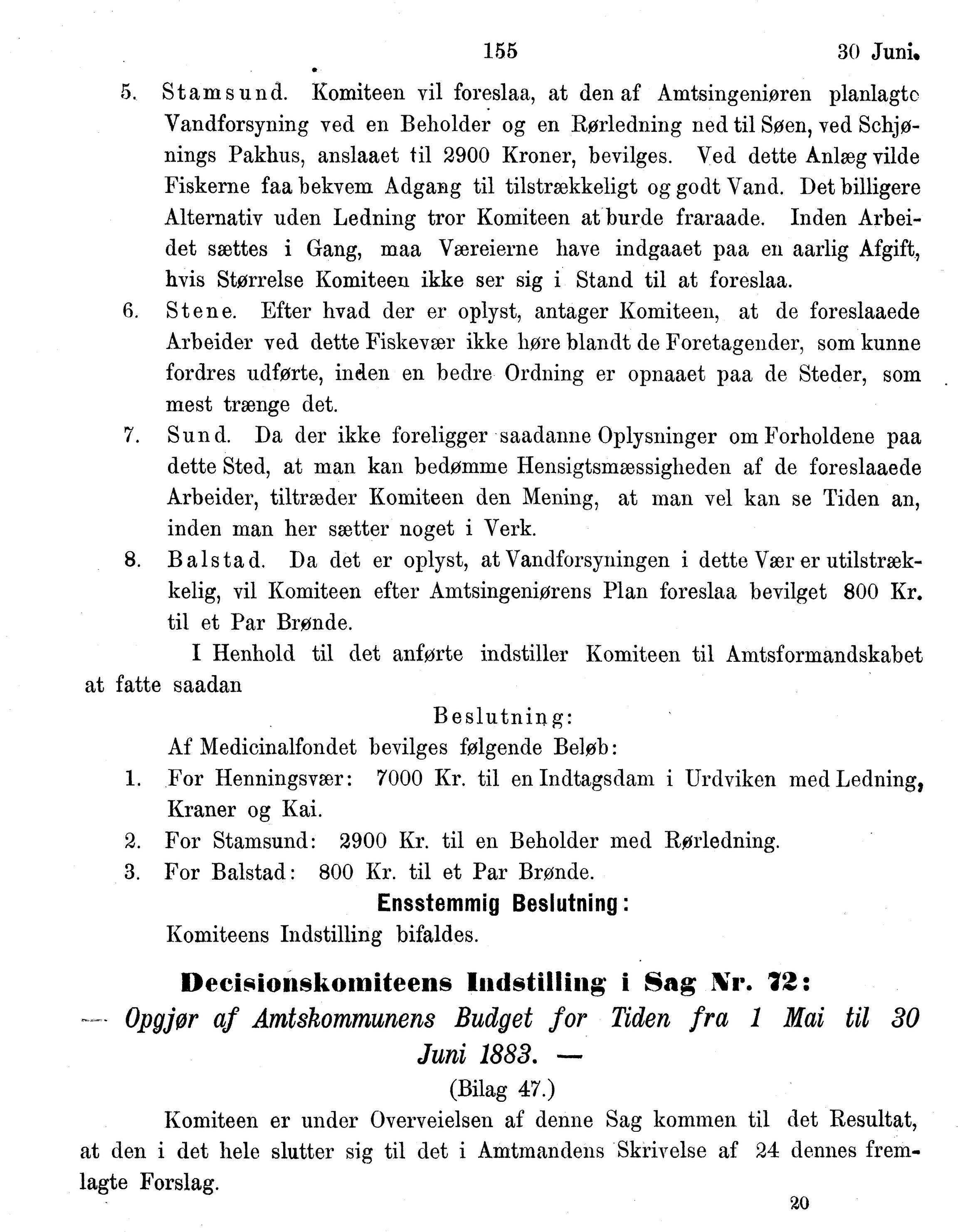 Nordland Fylkeskommune. Fylkestinget, AIN/NFK-17/176/A/Ac/L0014: Fylkestingsforhandlinger 1881-1885, 1881-1885