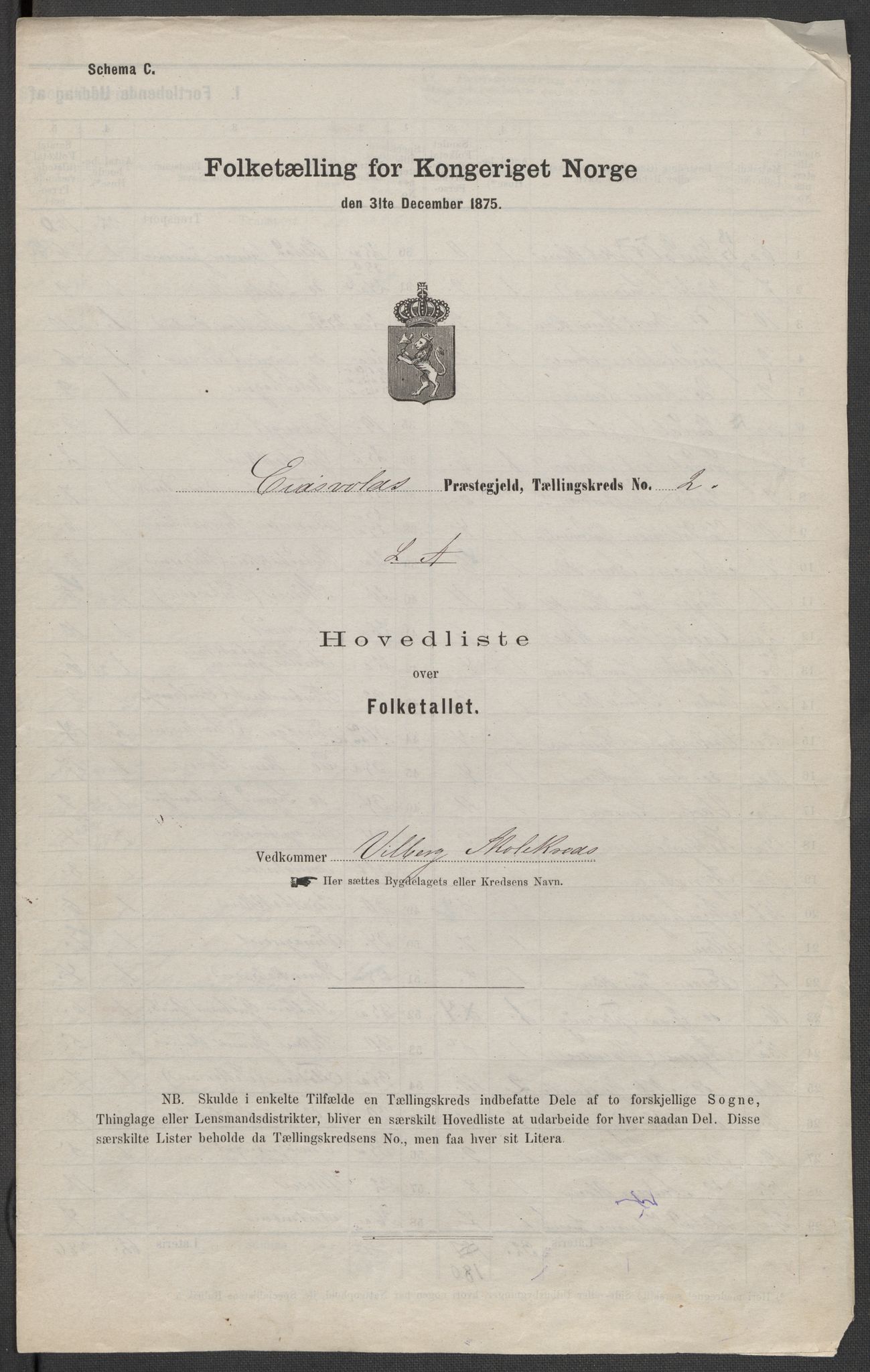 RA, Folketelling 1875 for 0237P Eidsvoll prestegjeld, 1875, s. 4