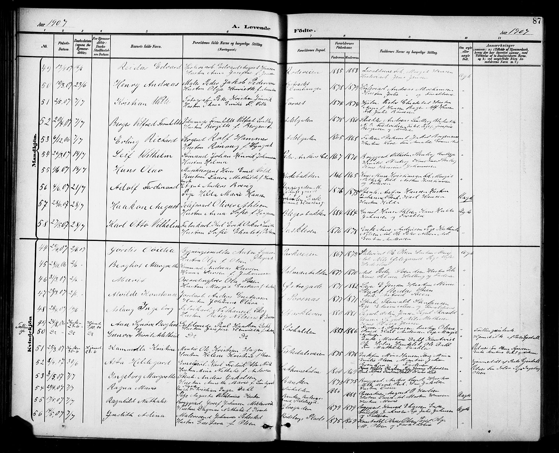 Halden prestekontor Kirkebøker, AV/SAO-A-10909/G/Ga/L0010: Klokkerbok nr. 10, 1900-1923, s. 87