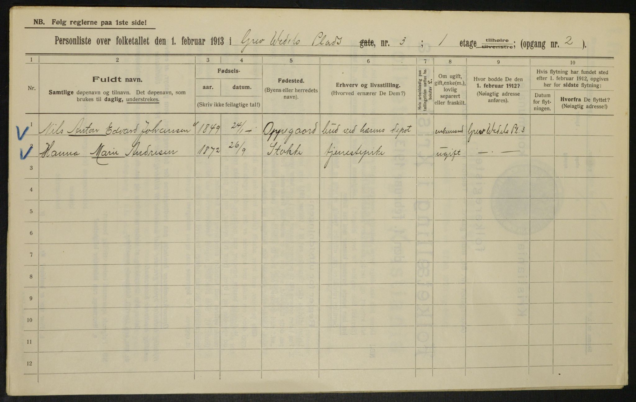 OBA, Kommunal folketelling 1.2.1913 for Kristiania, 1913, s. 29969