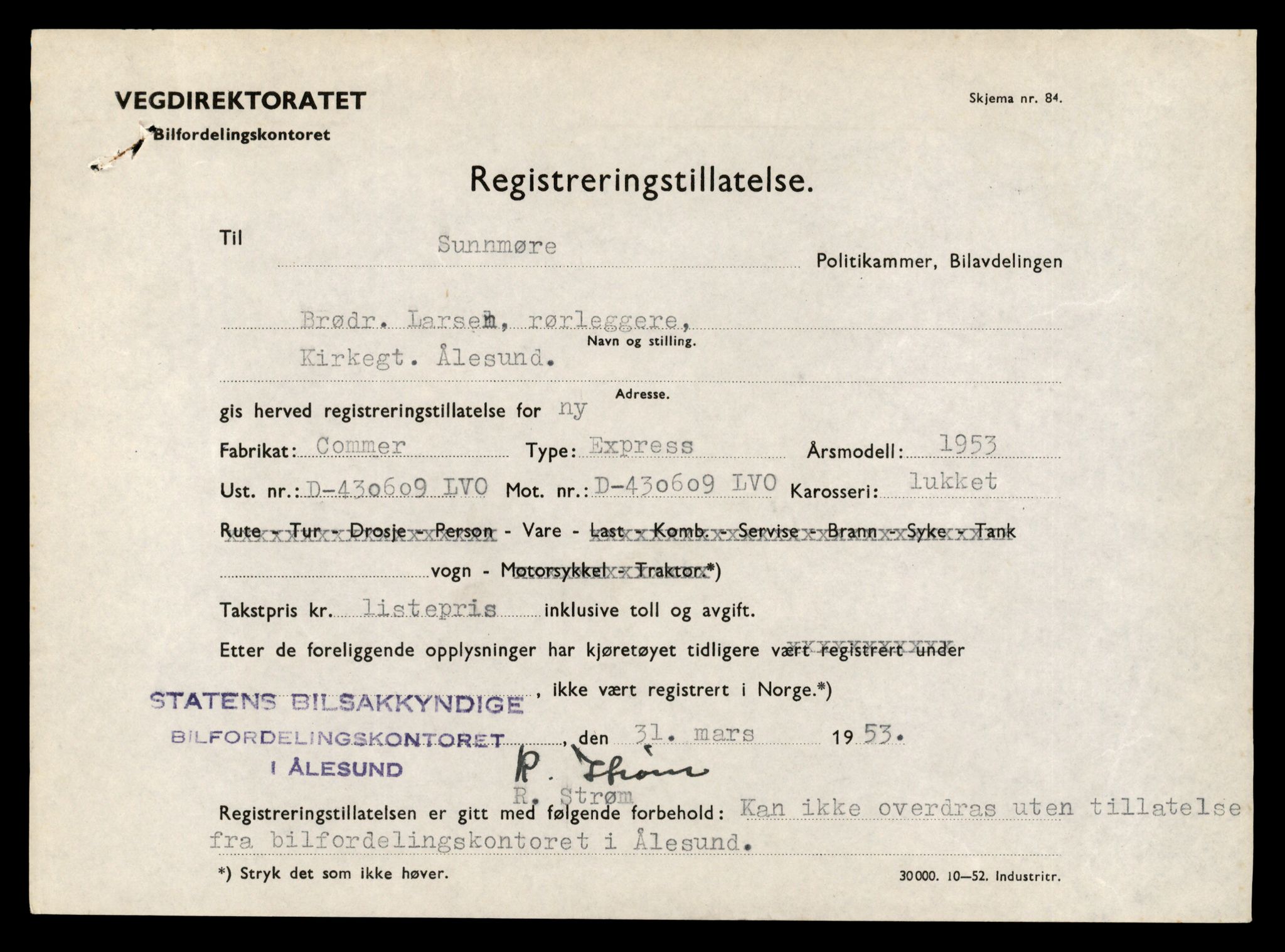 Møre og Romsdal vegkontor - Ålesund trafikkstasjon, AV/SAT-A-4099/F/Fe/L0034: Registreringskort for kjøretøy T 12500 - T 12652, 1927-1998, s. 530