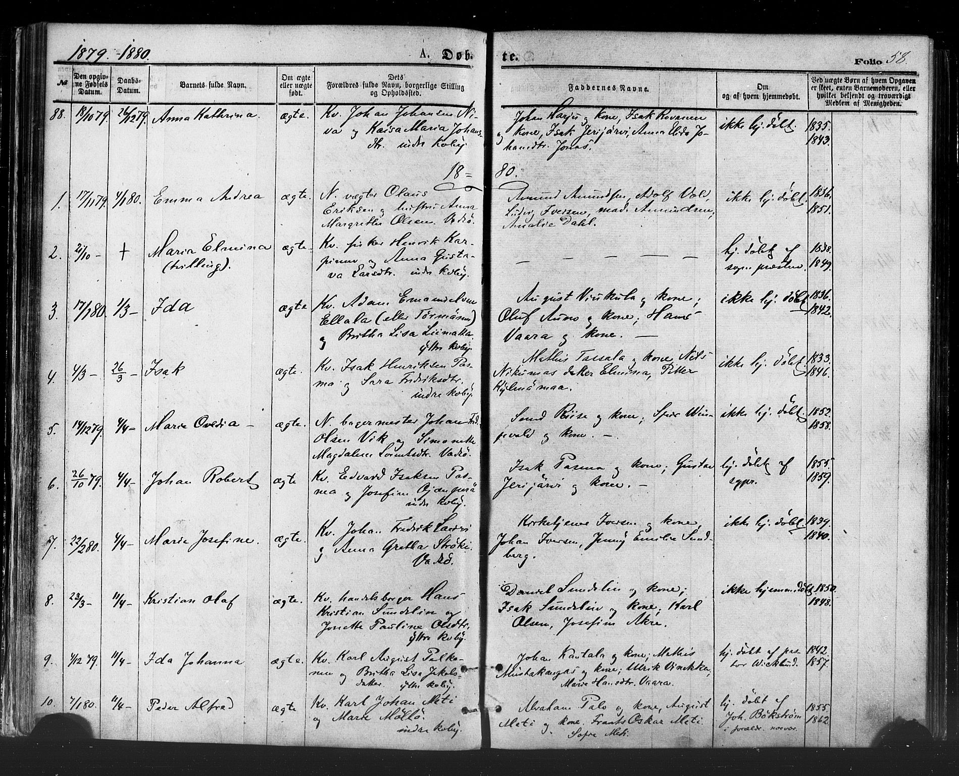 Vadsø sokneprestkontor, AV/SATØ-S-1325/H/Ha/L0005kirke: Ministerialbok nr. 5, 1873-1884, s. 58