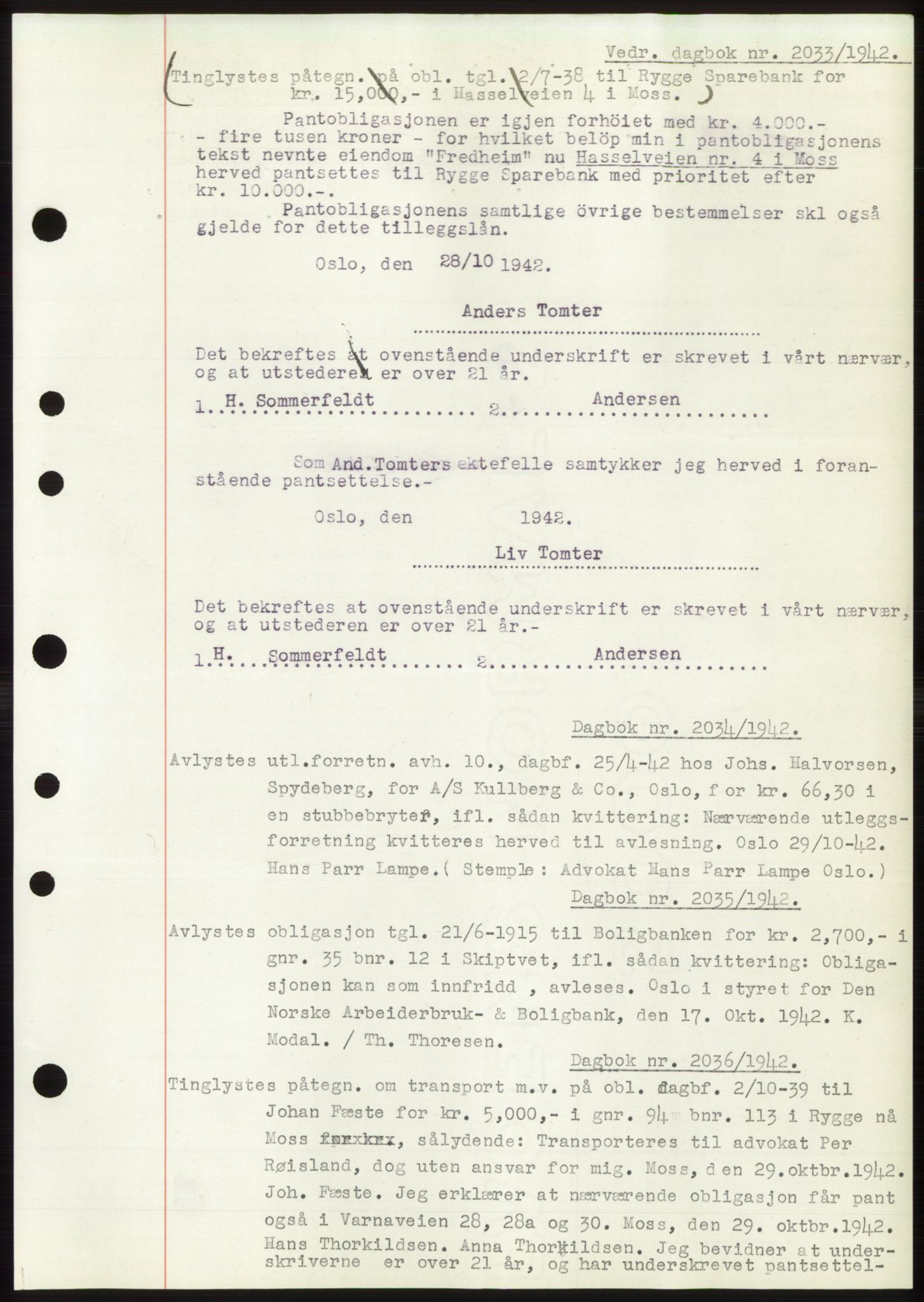 Moss sorenskriveri, SAO/A-10168: Pantebok nr. C10, 1938-1950, Dagboknr: 2034/1942