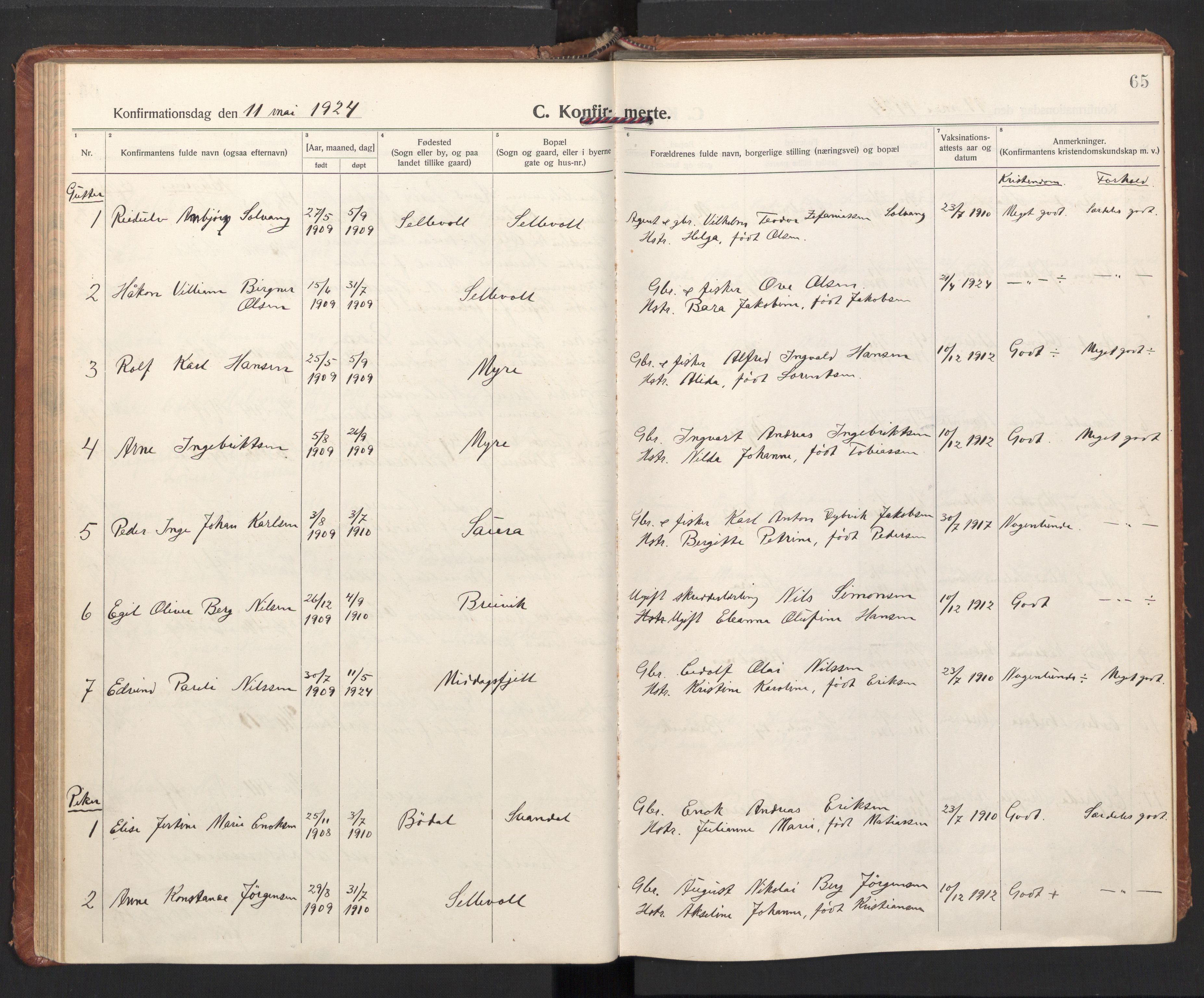 Ministerialprotokoller, klokkerbøker og fødselsregistre - Nordland, AV/SAT-A-1459/897/L1408: Ministerialbok nr. 897A15, 1922-1938, s. 65