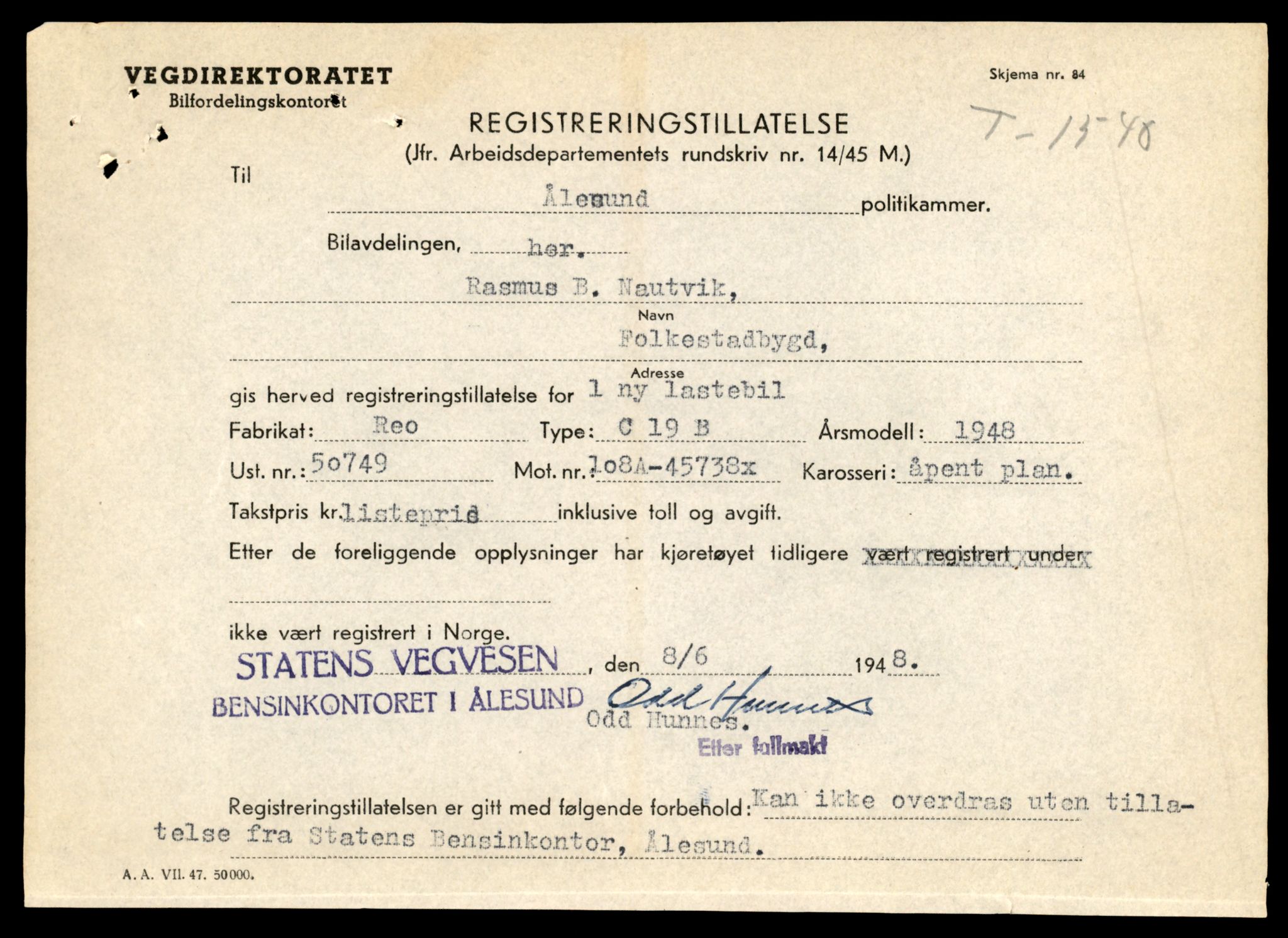 Møre og Romsdal vegkontor - Ålesund trafikkstasjon, AV/SAT-A-4099/F/Fe/L0033: Registreringskort for kjøretøy T 12151 - T 12474, 1927-1998, s. 431