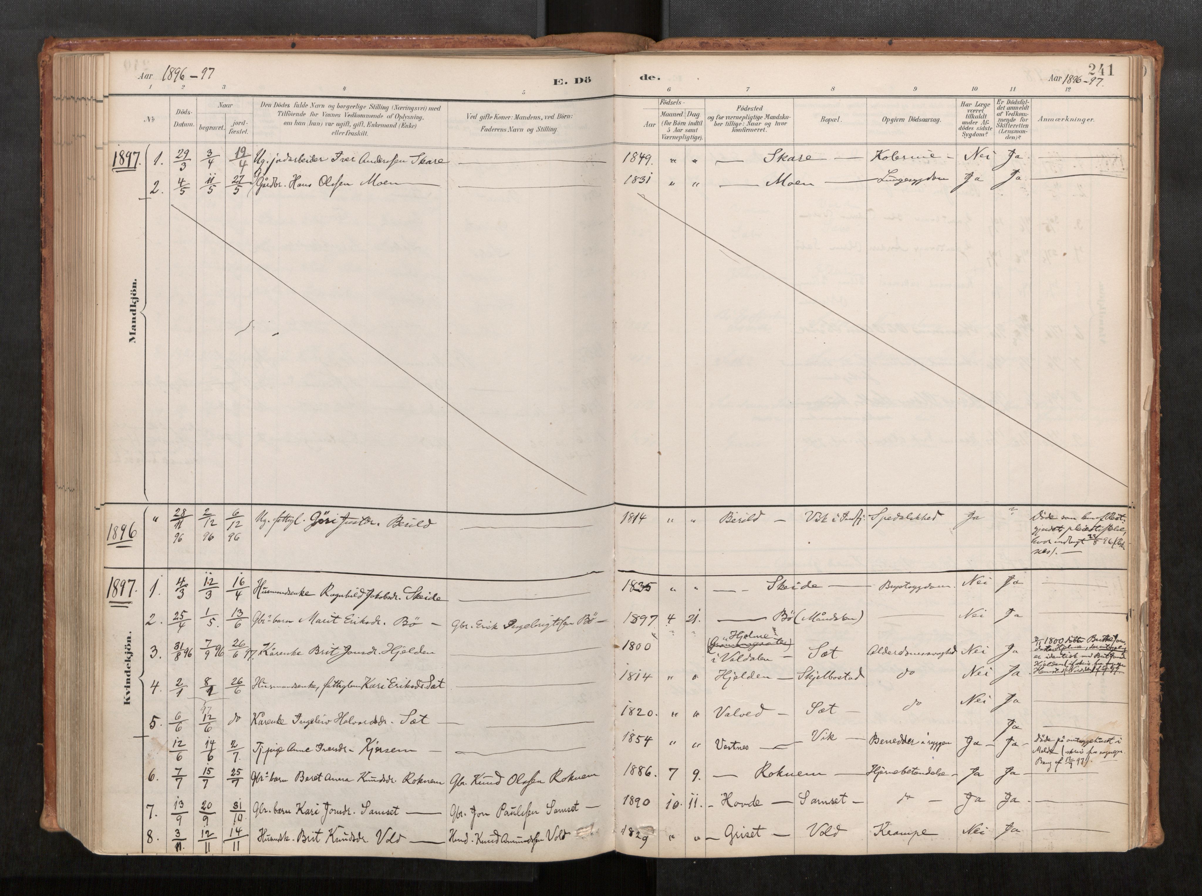 Ministerialprotokoller, klokkerbøker og fødselsregistre - Møre og Romsdal, AV/SAT-A-1454/543/L0568: Ministerialbok nr. 543A03, 1885-1915, s. 241