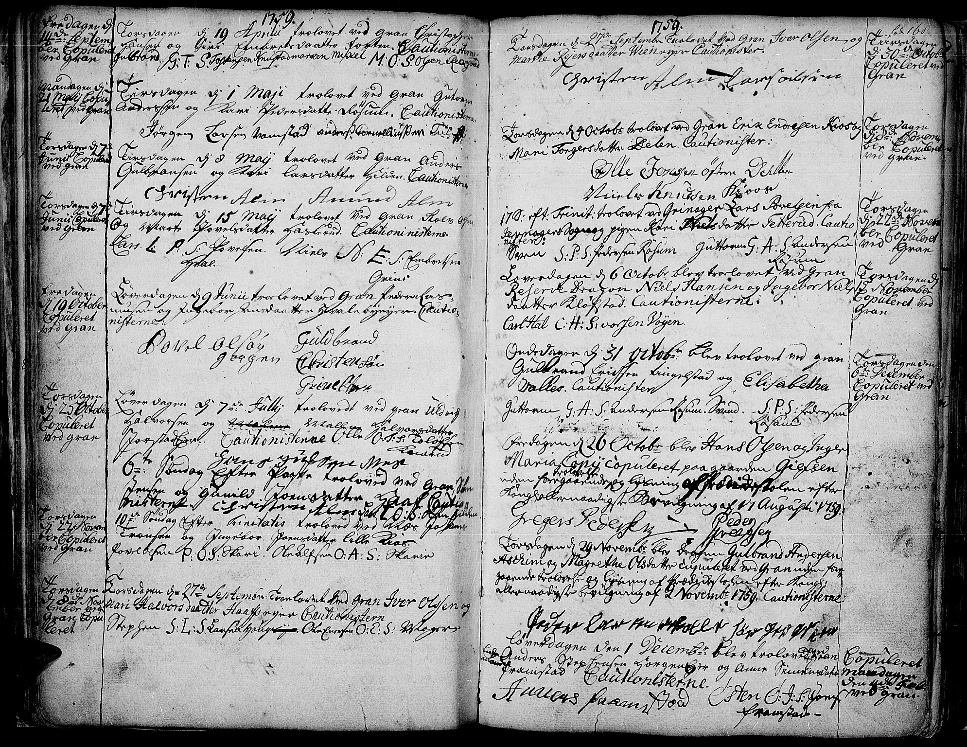 Gran prestekontor, AV/SAH-PREST-112/H/Ha/Haa/L0004: Ministerialbok nr. 4, 1759-1775, s. 160
