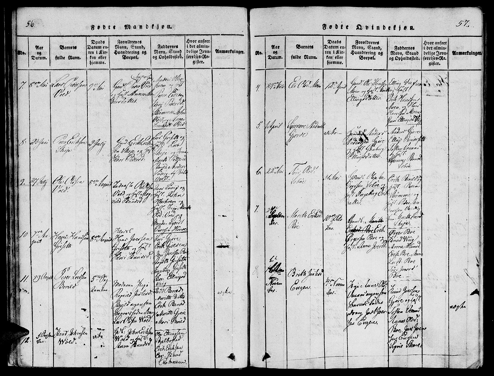 Ministerialprotokoller, klokkerbøker og fødselsregistre - Møre og Romsdal, AV/SAT-A-1454/543/L0561: Ministerialbok nr. 543A01, 1818-1853, s. 56-57