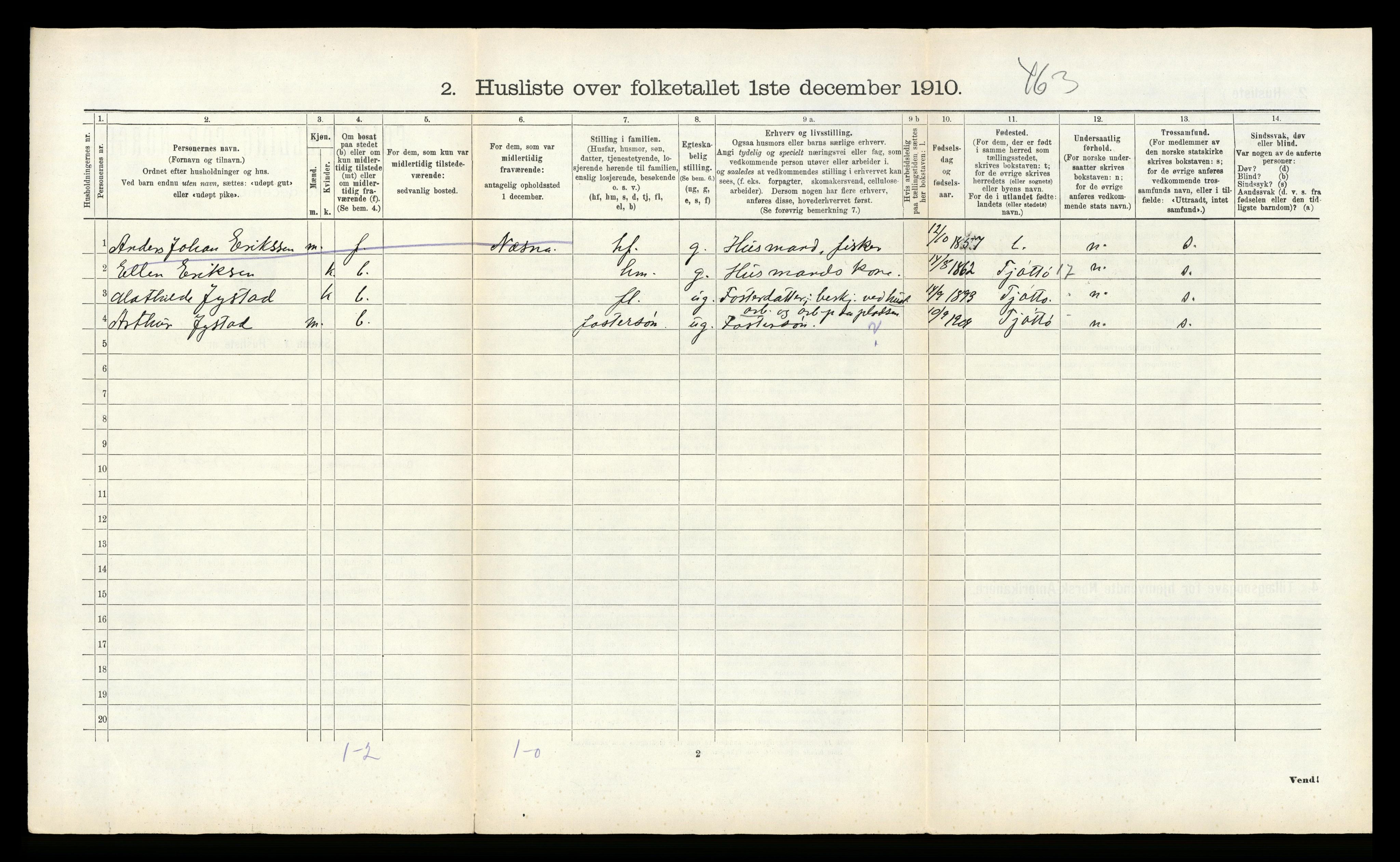 RA, Folketelling 1910 for 1821 Stamnes herred, 1910, s. 961