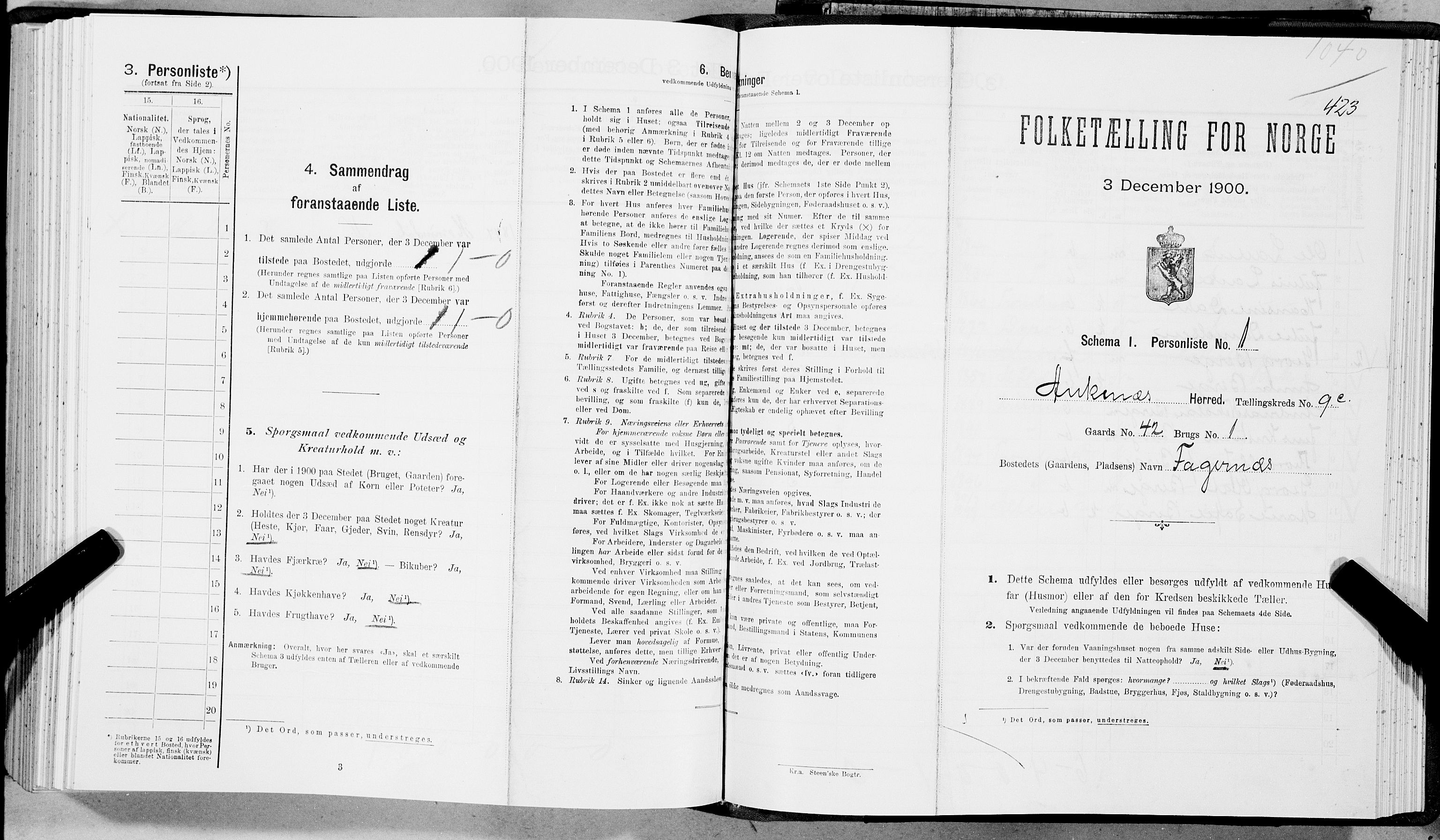 SAT, Folketelling 1900 for 1855 Ankenes herred, 1900, s. 1070