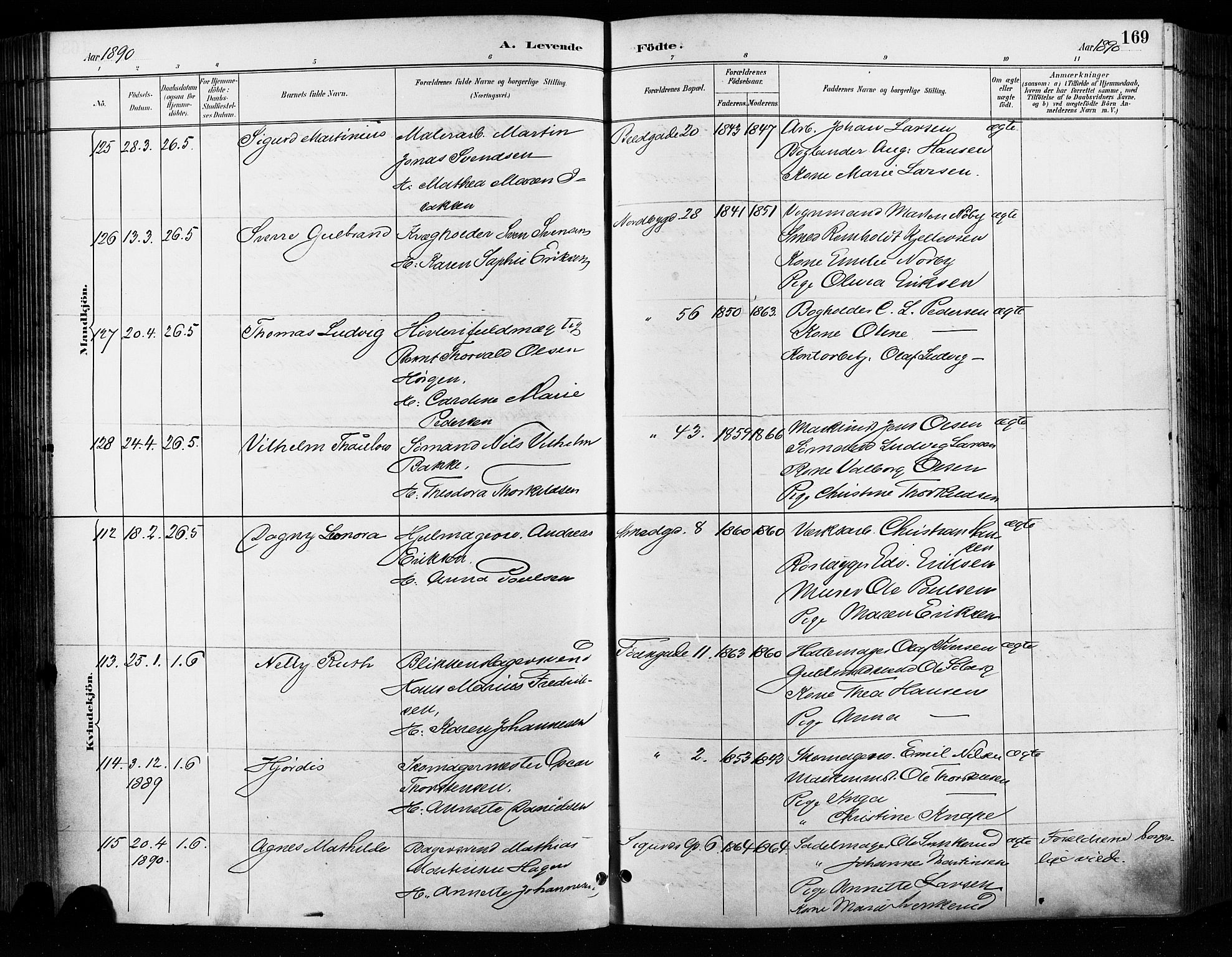 Grønland prestekontor Kirkebøker, SAO/A-10848/F/Fa/L0009: Ministerialbok nr. 9, 1888-1893, s. 169