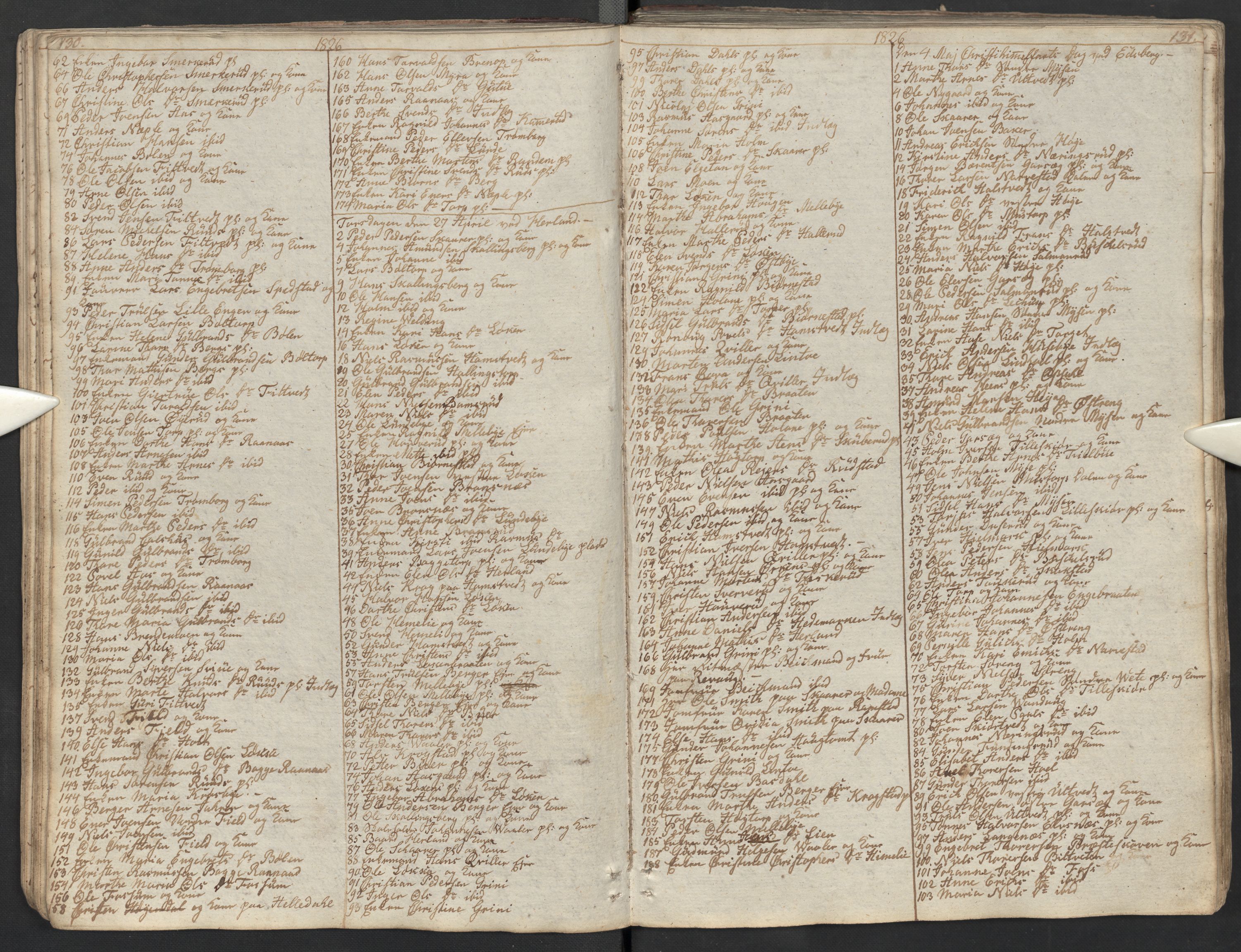 Eidsberg prestekontor Kirkebøker, AV/SAO-A-10905/M/Ma/L0002: Kommunikantprotokoll nr. I 2, 1821-1841, s. 130-131