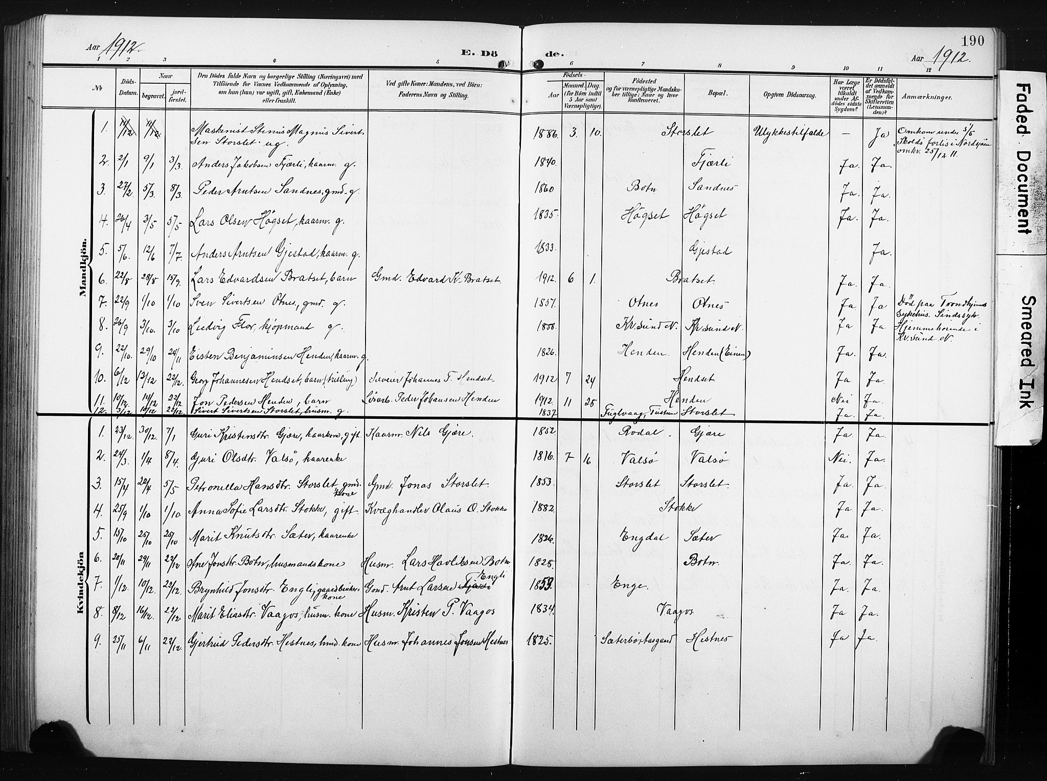 Ministerialprotokoller, klokkerbøker og fødselsregistre - Møre og Romsdal, AV/SAT-A-1454/580/L0927: Klokkerbok nr. 580C02, 1904-1932, s. 190