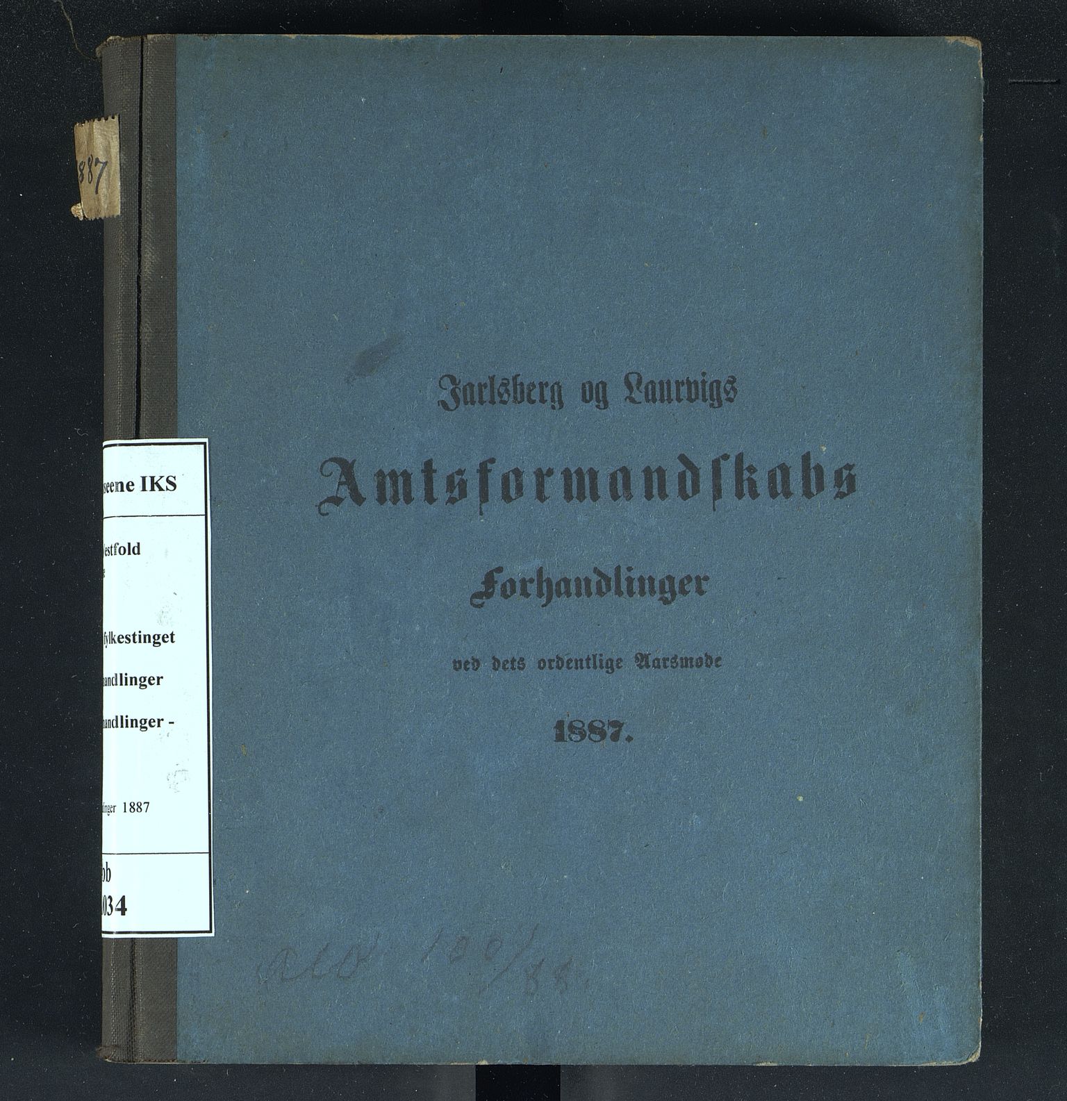Vestfold fylkeskommune. Fylkestinget, VEMU/A-1315/A/Ab/Abb/L0034: Fylkestingsforhandlinger, 1887
