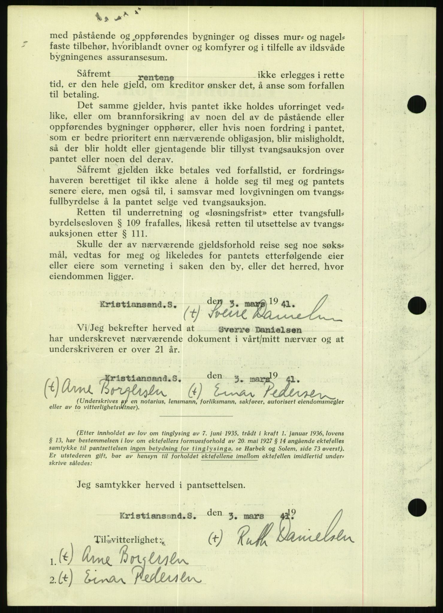 Torridal sorenskriveri, SAK/1221-0012/G/Gb/Gbb/L0008: Pantebok nr. 52b, 1940-1942, Dagboknr: 291/1941
