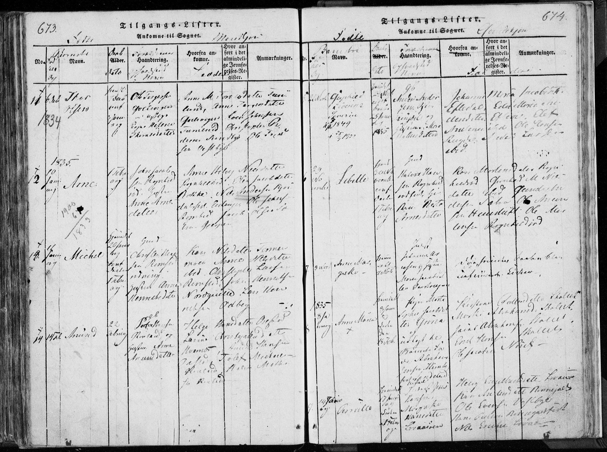 Hedrum kirkebøker, AV/SAKO-A-344/F/Fa/L0004: Ministerialbok nr. I 4, 1817-1835, s. 673-674