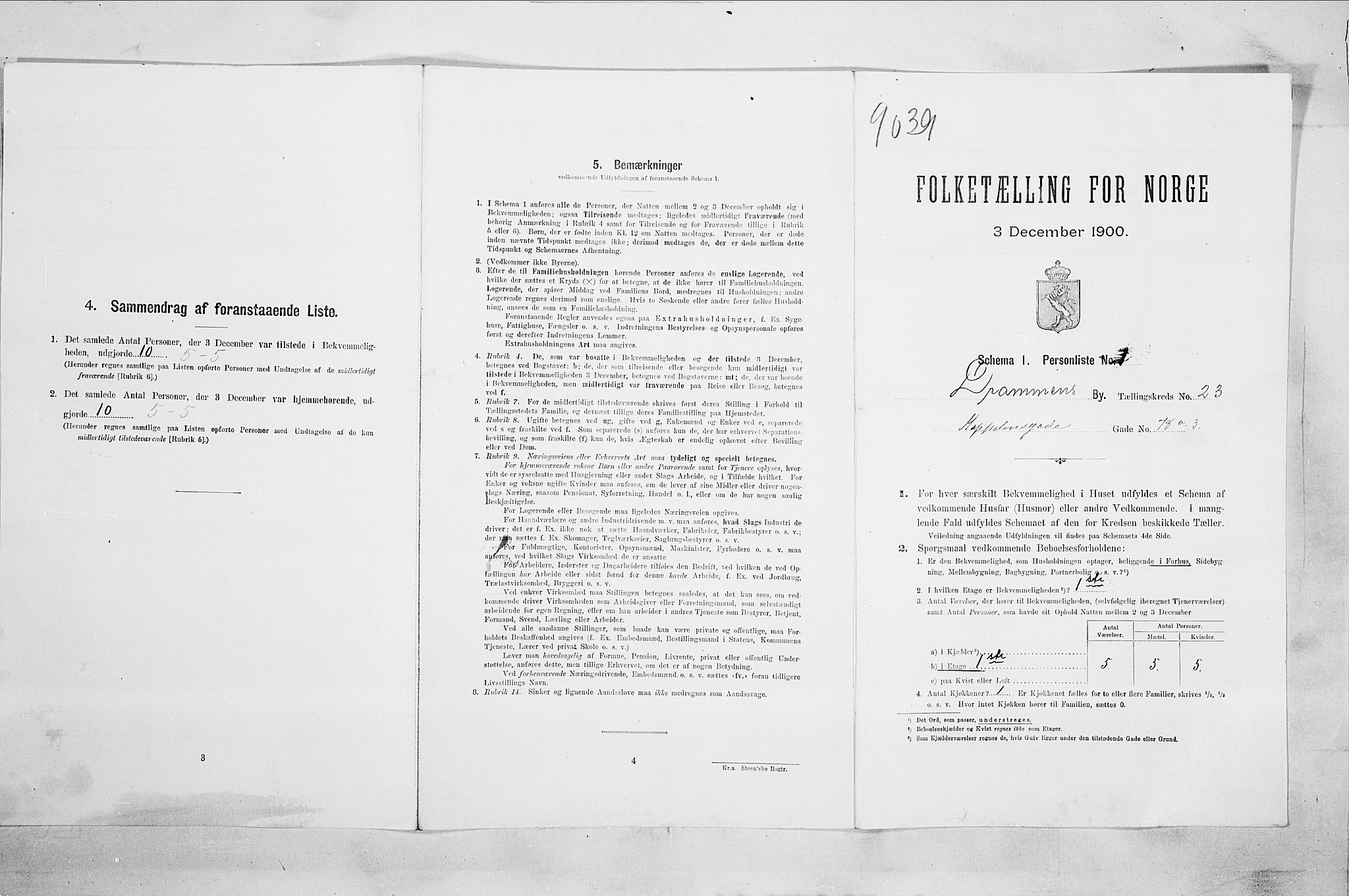 RA, Folketelling 1900 for 0602 Drammen kjøpstad, 1900, s. 3954