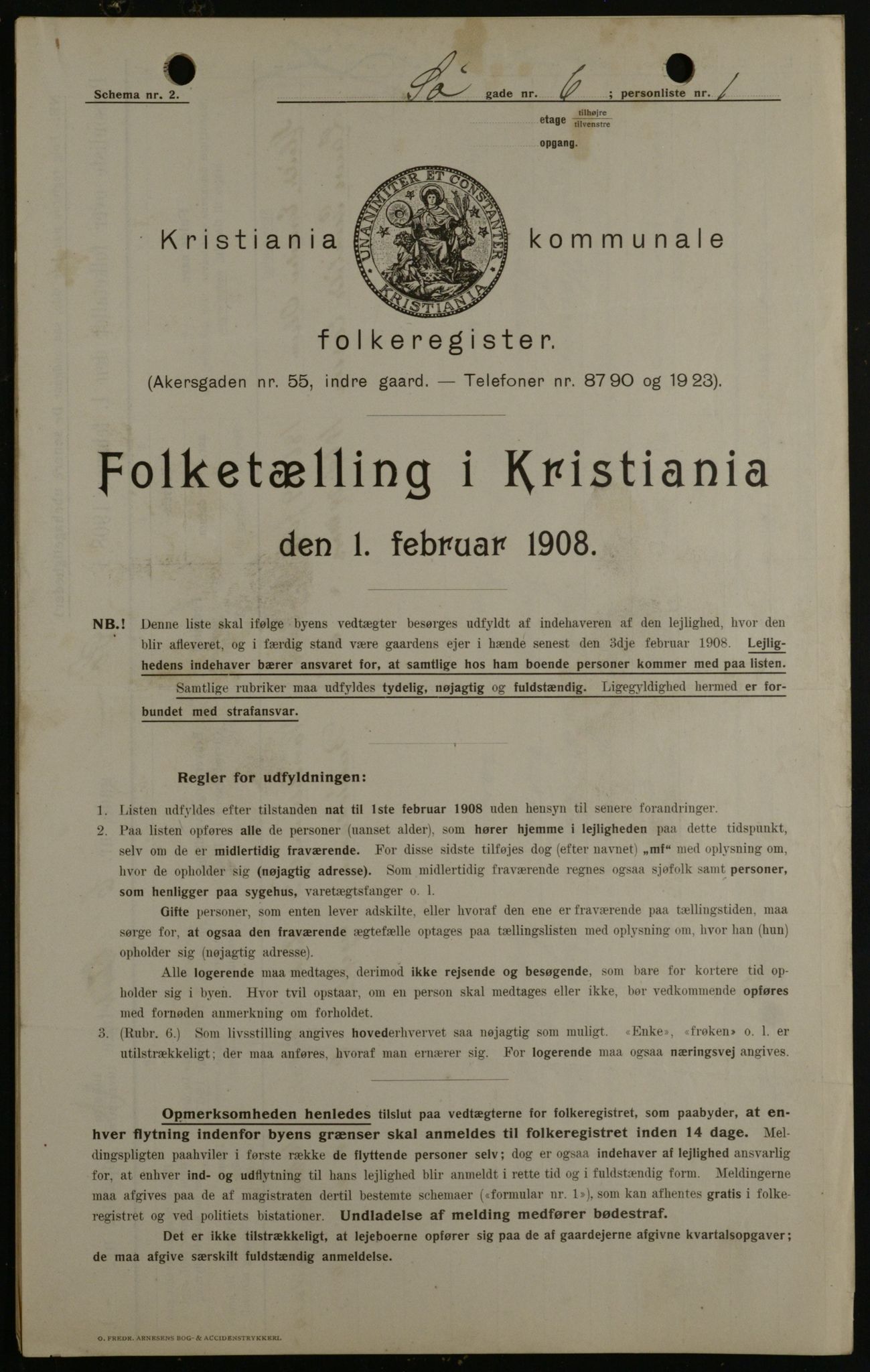 OBA, Kommunal folketelling 1.2.1908 for Kristiania kjøpstad, 1908, s. 85611