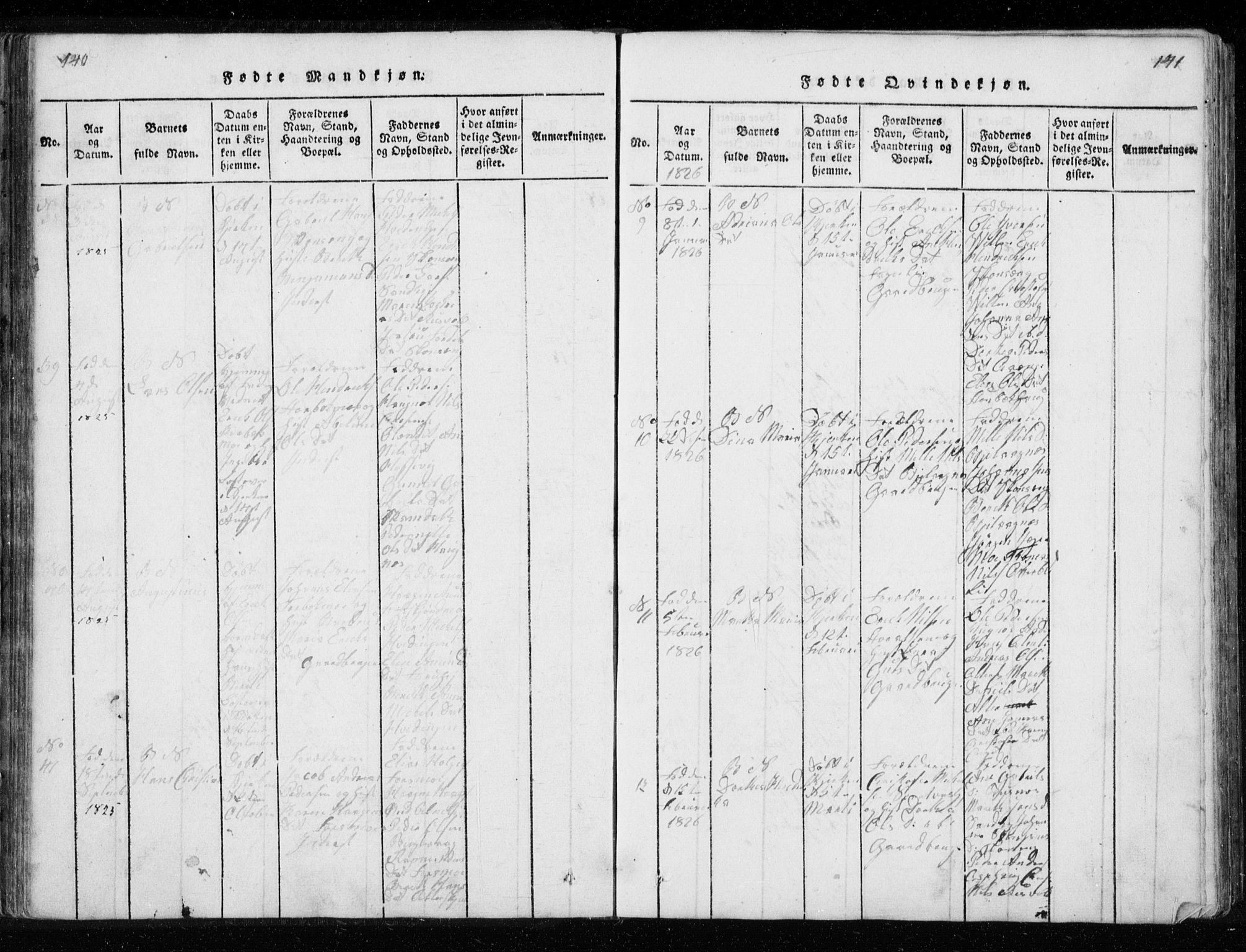 Ministerialprotokoller, klokkerbøker og fødselsregistre - Nordland, AV/SAT-A-1459/827/L0412: Klokkerbok nr. 827C01, 1820-1841, s. 140-141