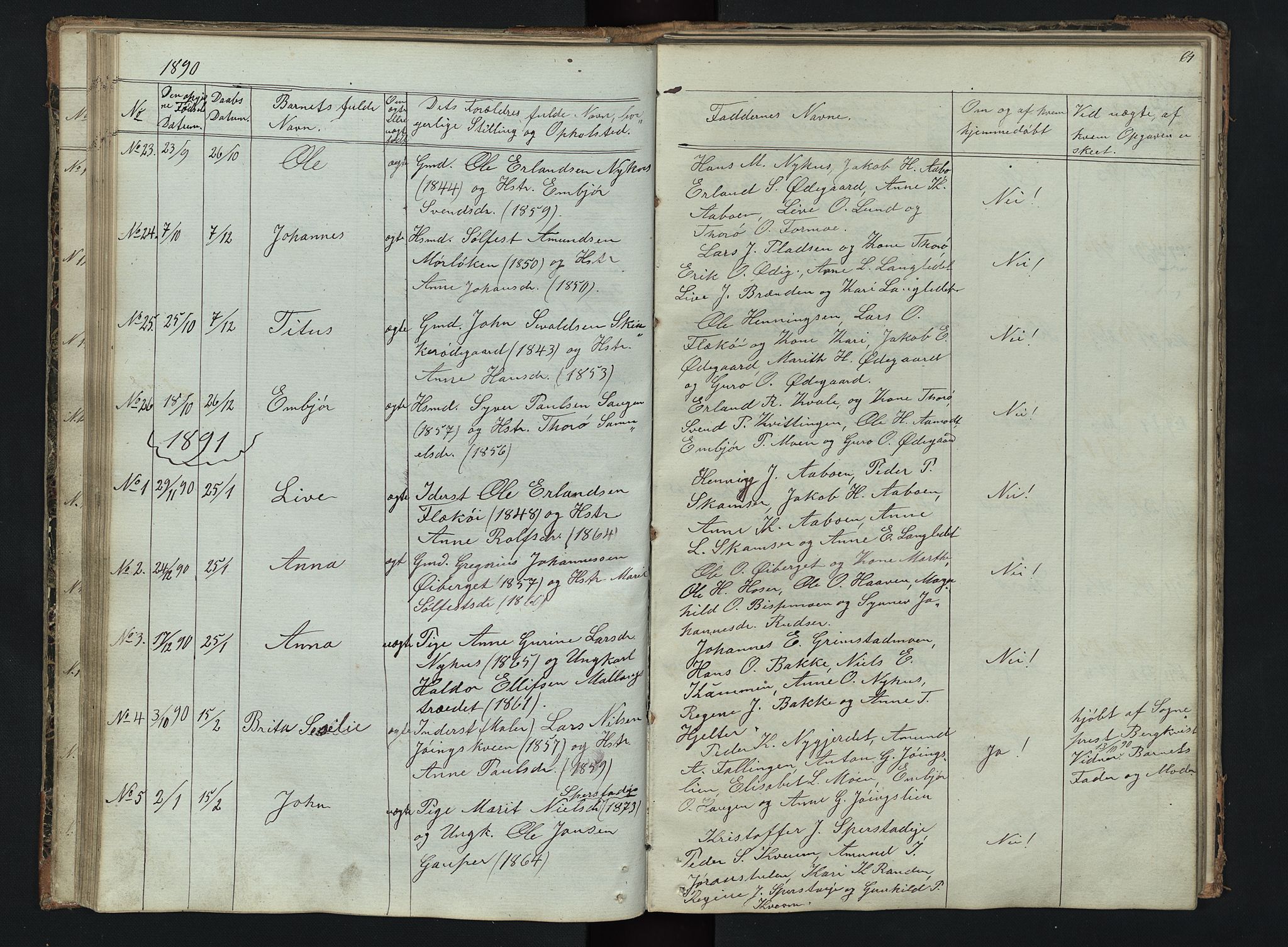 Skjåk prestekontor, AV/SAH-PREST-072/H/Ha/Hab/L0002: Klokkerbok nr. 2, 1867-1894, s. 64