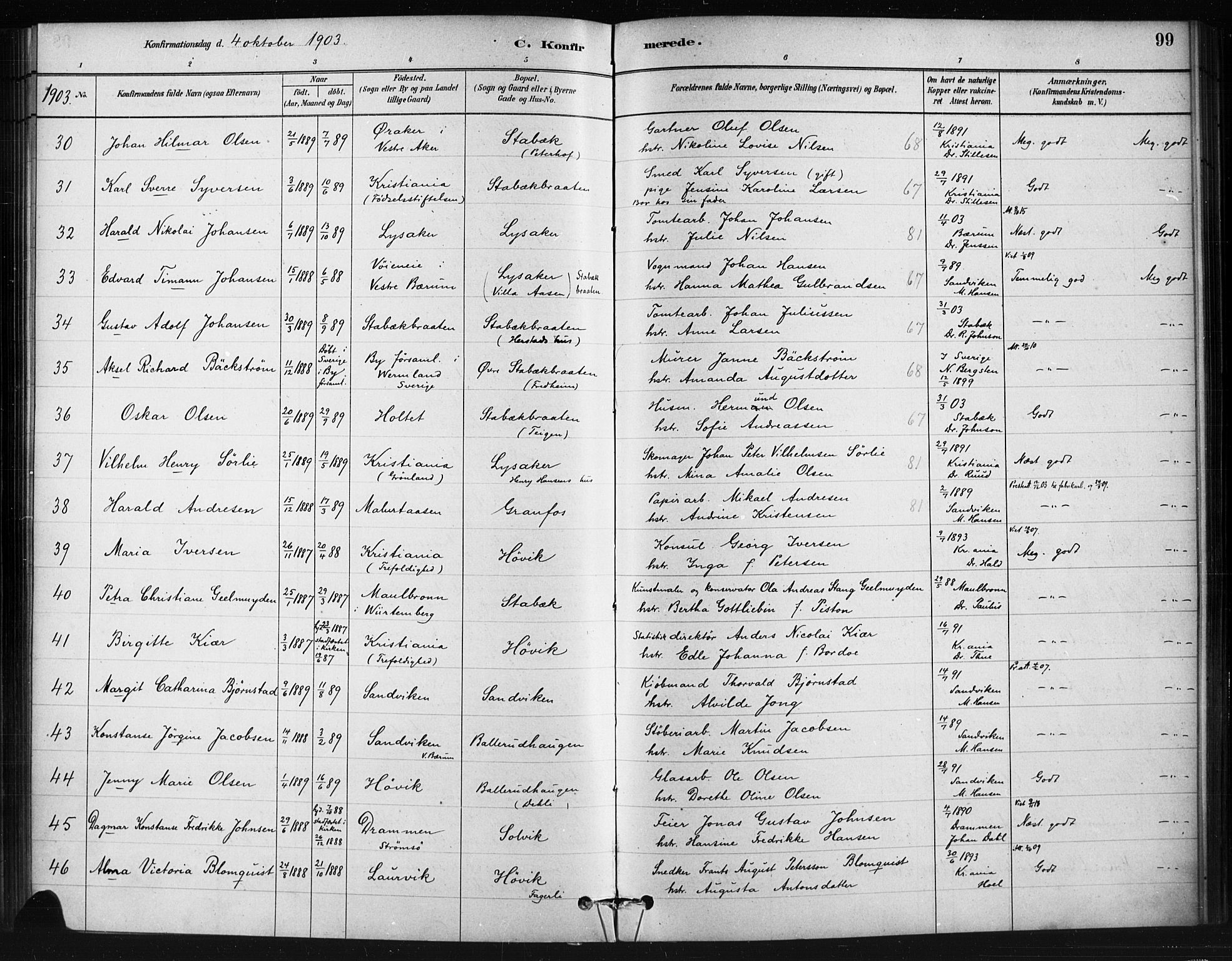 Asker prestekontor Kirkebøker, AV/SAO-A-10256a/F/Fc/L0002: Ministerialbok nr. III 2, 1879-1904, s. 99