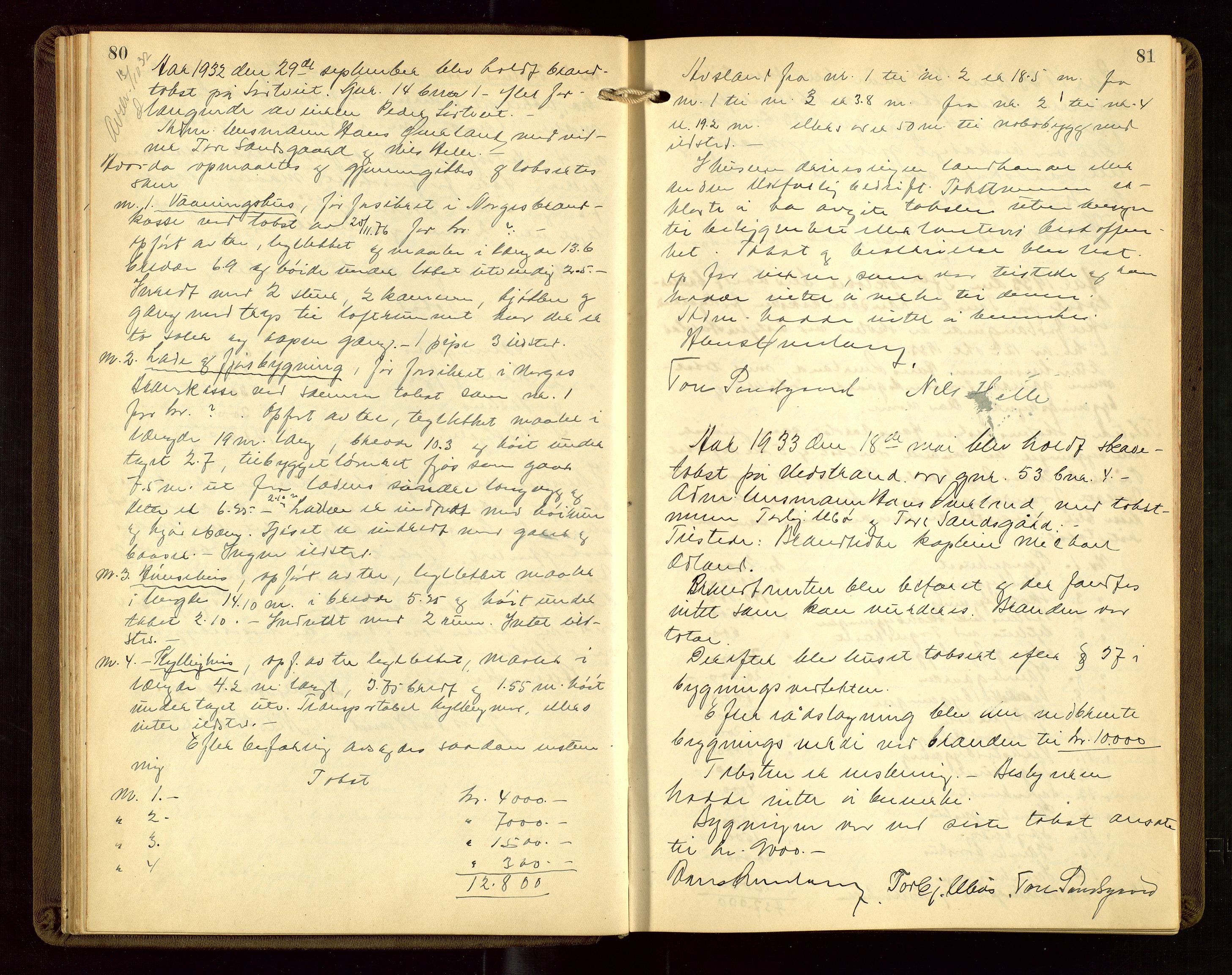 Nedstrand lensmannskontor, AV/SAST-A-100236/Goa/L0002: "Brandtakstprotokoll for lensmannen i Nedstrand", 1922-1955, s. 80-81