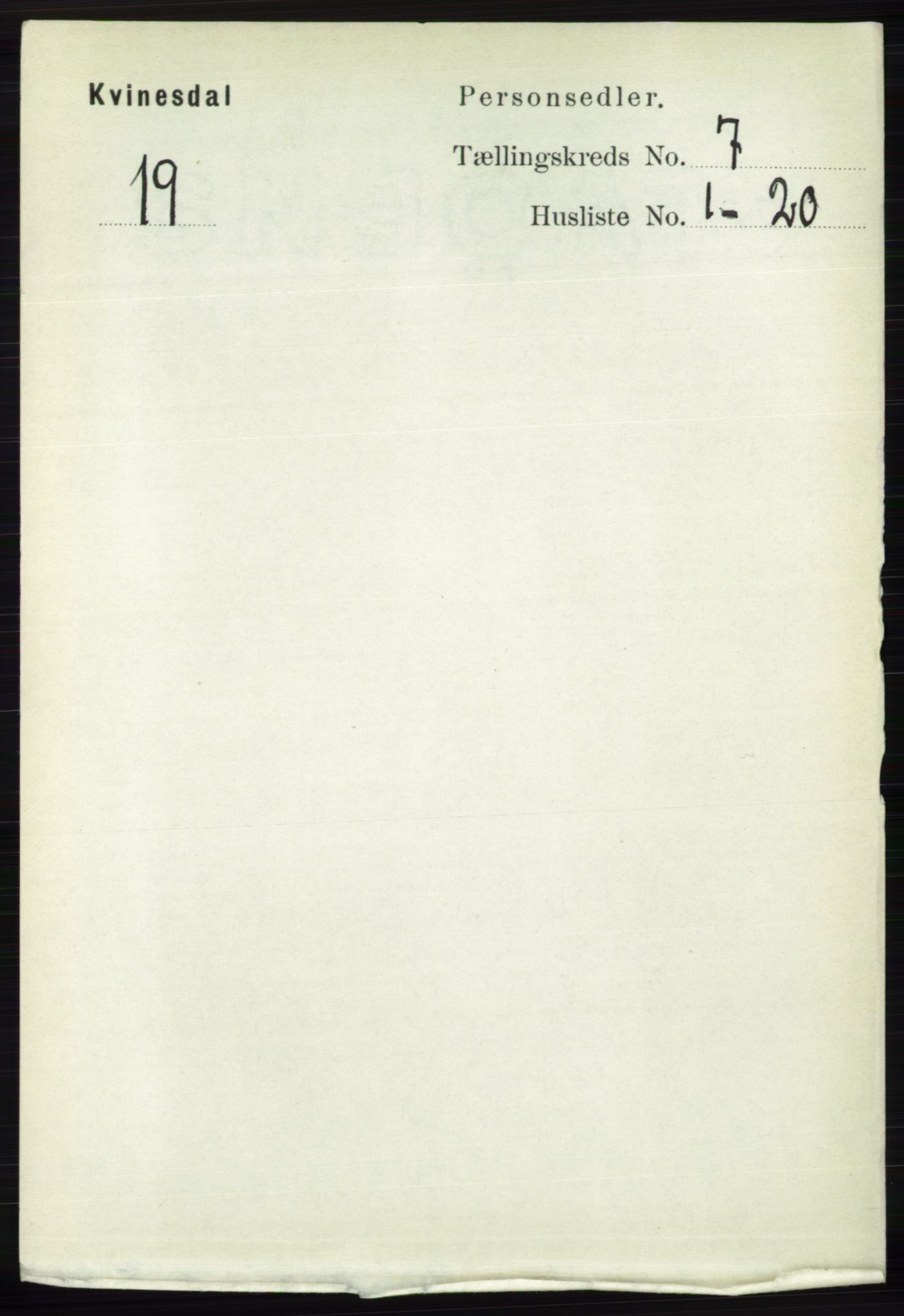 RA, Folketelling 1891 for 1037 Kvinesdal herred, 1891, s. 2420