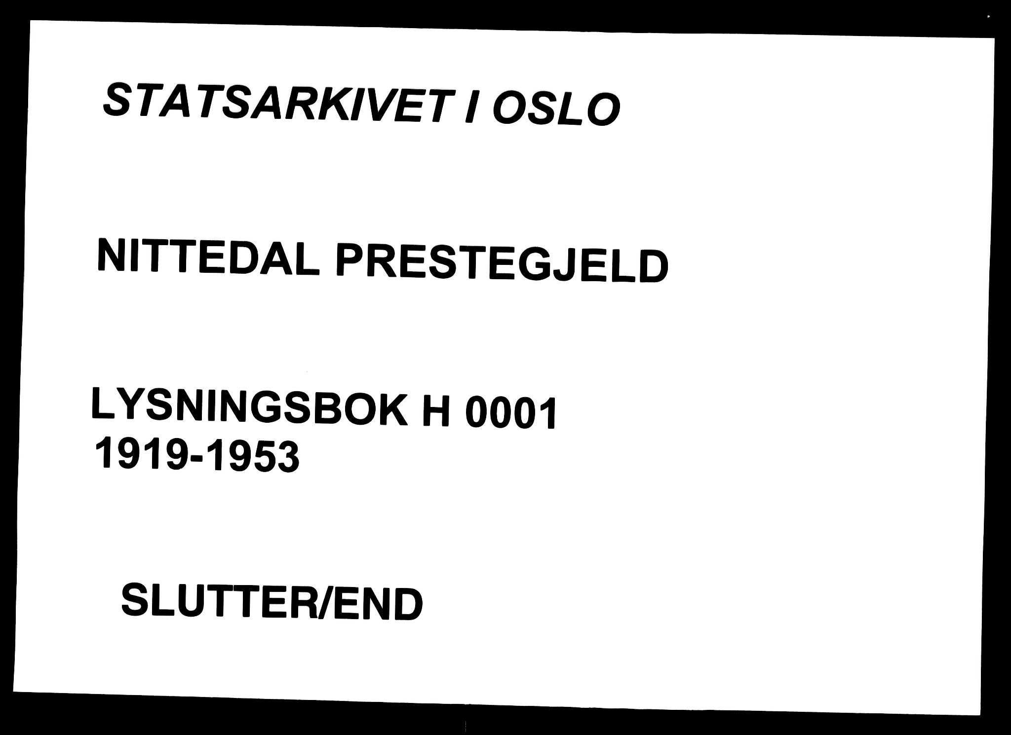 Nittedal prestekontor Kirkebøker, SAO/A-10365a/H/Ha/L0001: Lysningsprotokoll nr. 1, 1919-1953