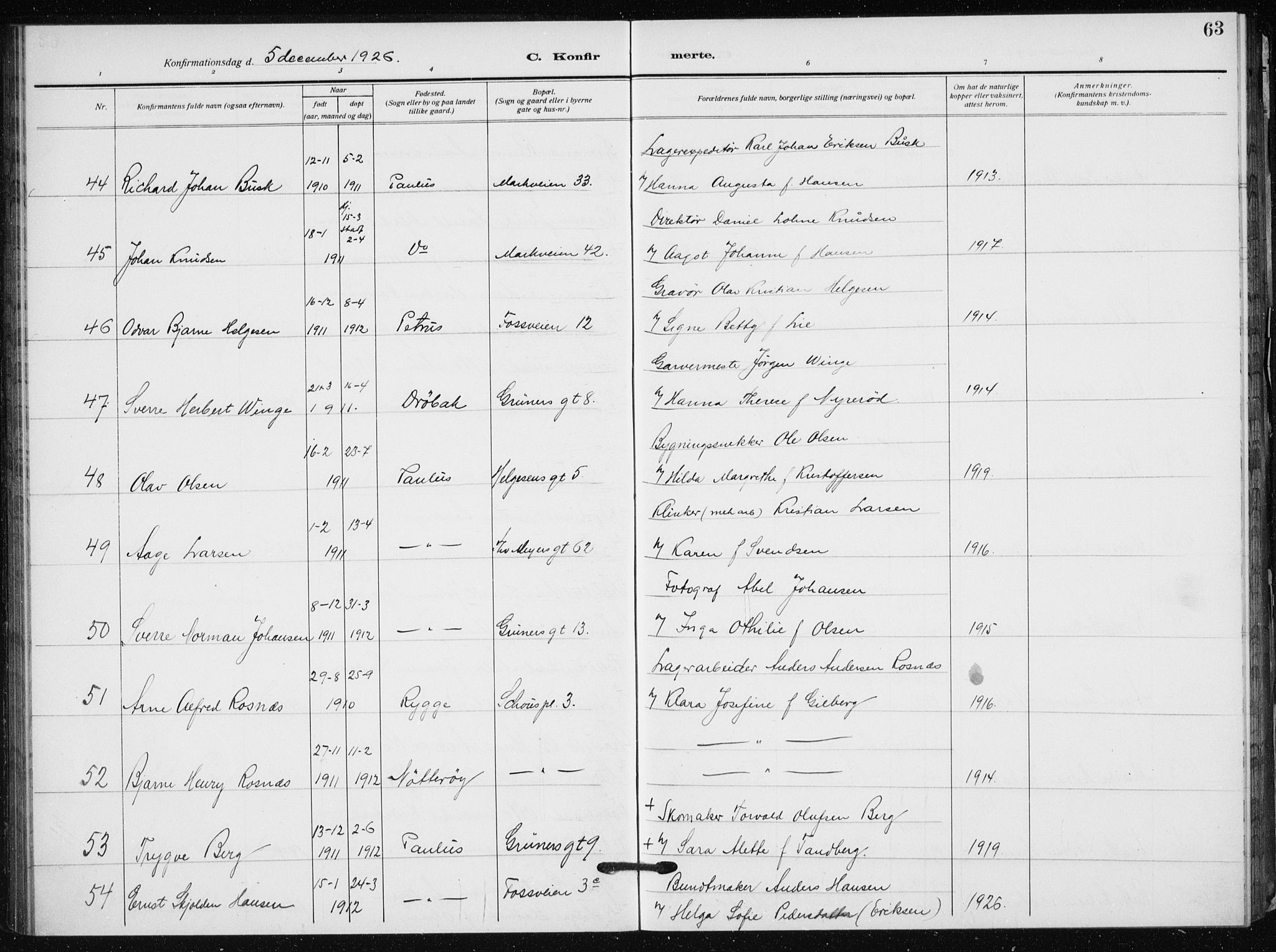 Hauge prestekontor Kirkebøker, AV/SAO-A-10849/F/Fa/L0002: Ministerialbok nr. 2, 1917-1938, s. 63