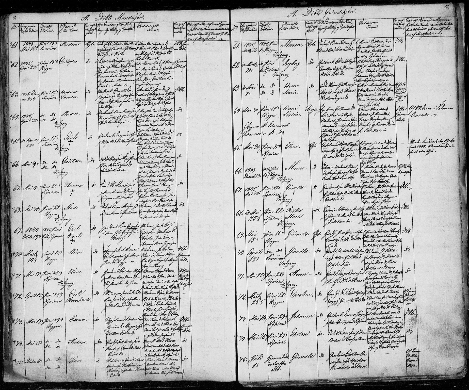 Modum kirkebøker, AV/SAKO-A-234/G/Ga/L0004: Klokkerbok nr. I 4, 1843-1846, s. 9-10